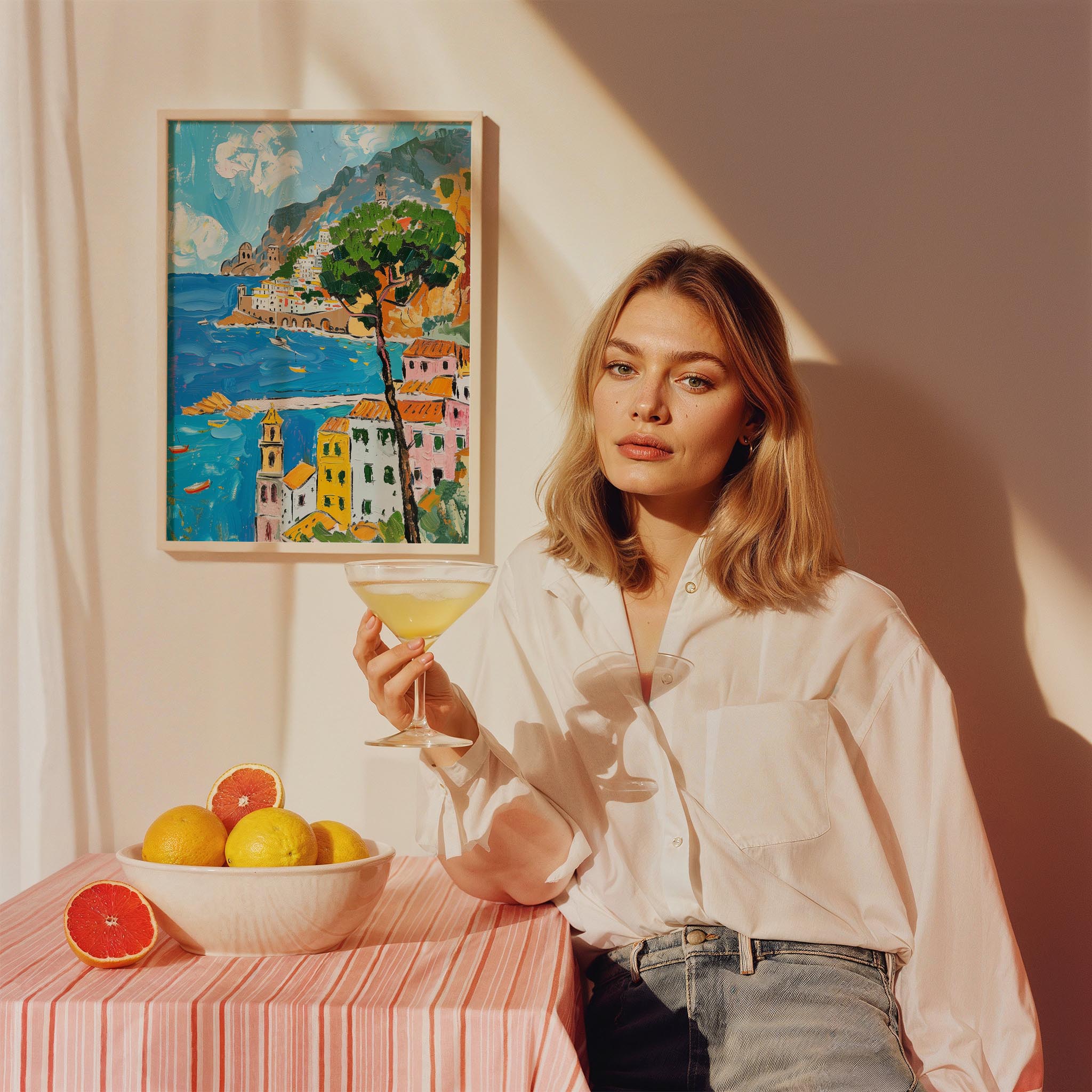 Amalfi Kıyısı Panoramik Manzara İtalya Koleksiyonu Mutfak Duvar Tablosu