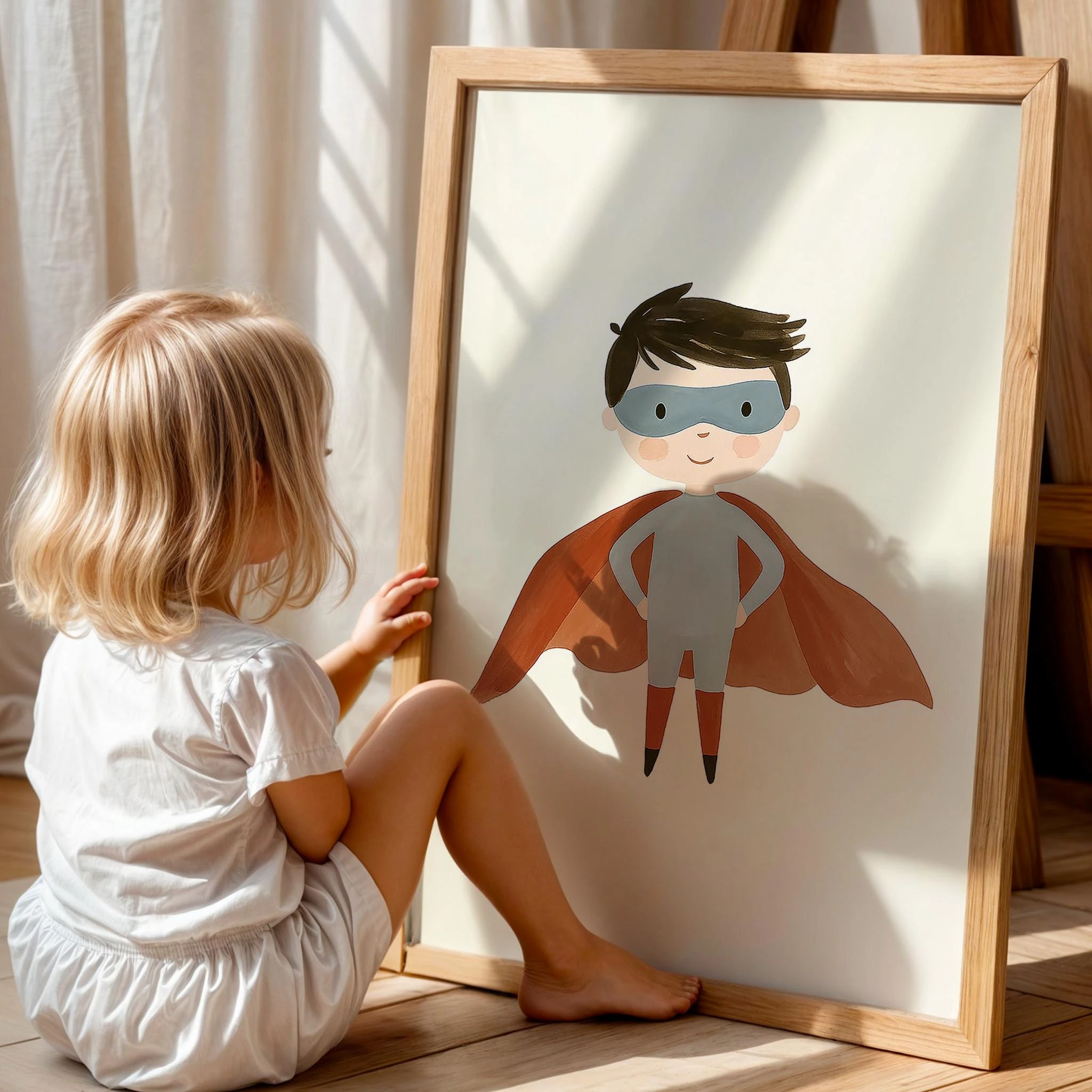 Esmer Kahraman Superman Temalı Çocuk Odası Ahşap Tablo