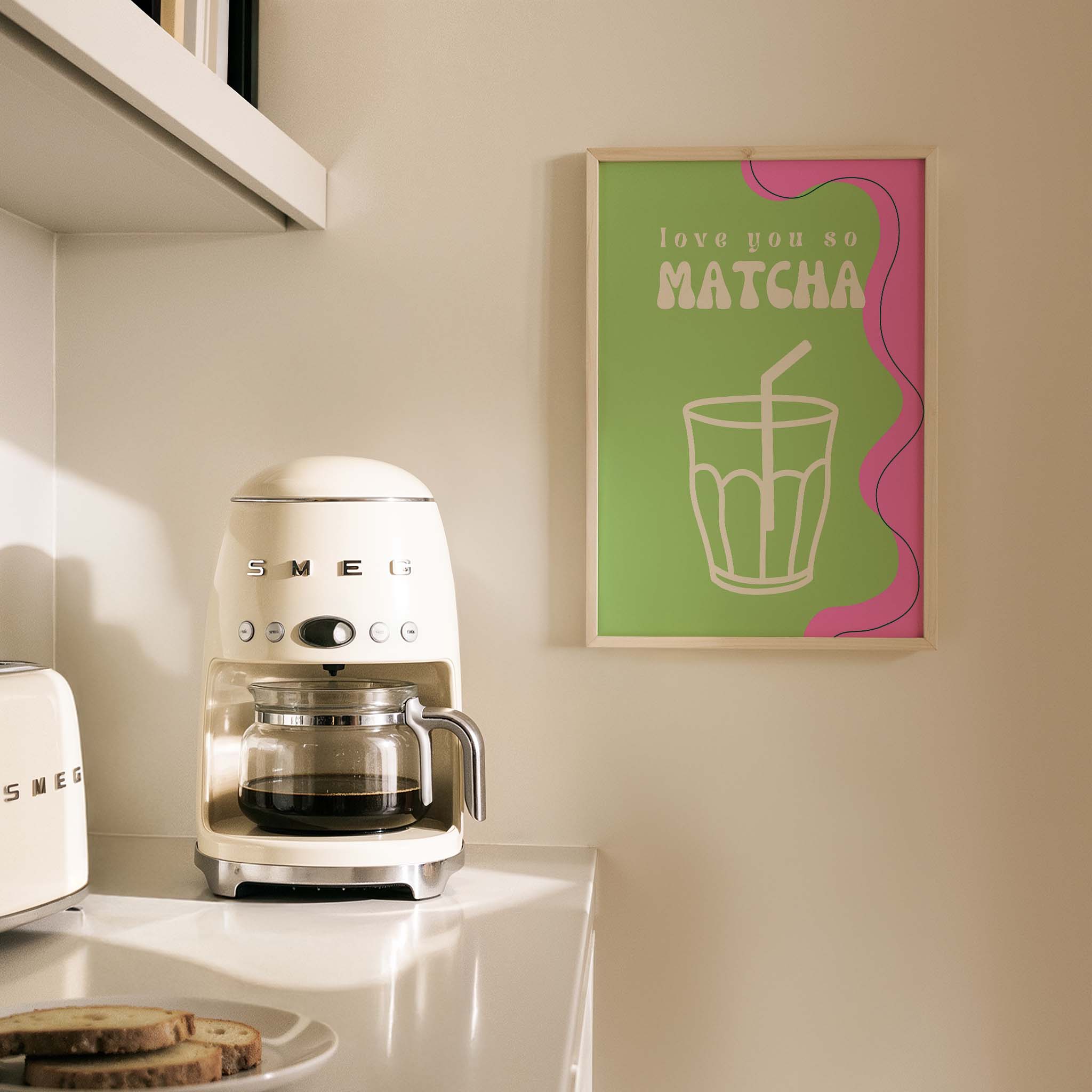 Love You So Matcha Çayı Tipografi Mutfak Duvar Tablosu