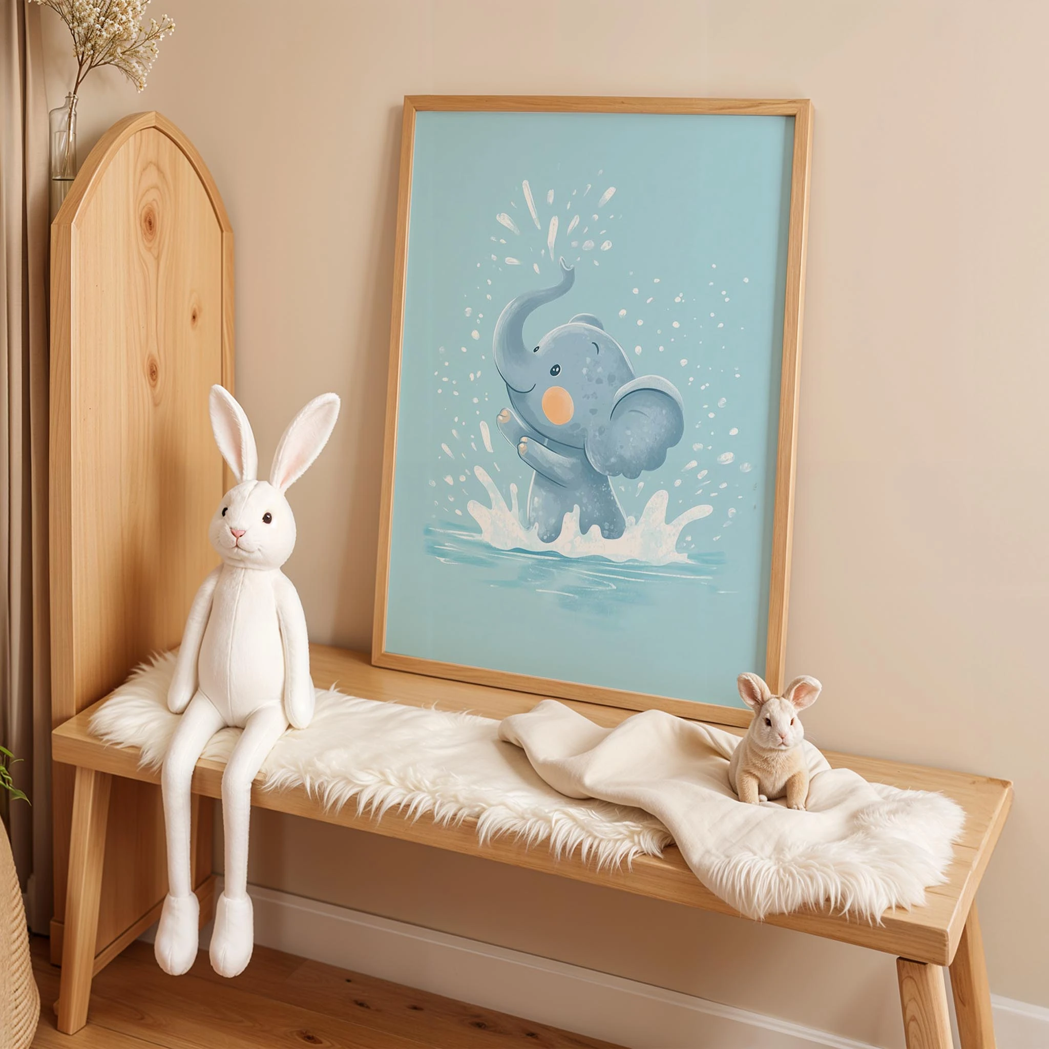 Yüzücü Fil - Mavi Fon