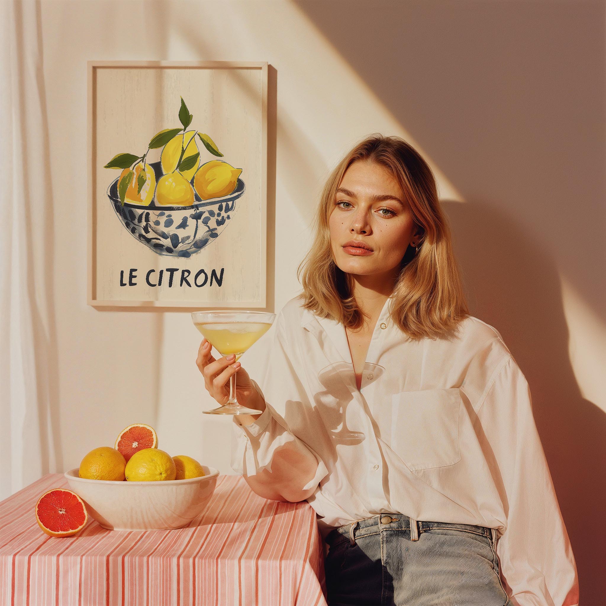 Le Citron Limonlar Mavi Kase İtalya Koleksiyonu Mutfak Duvar Tablosu