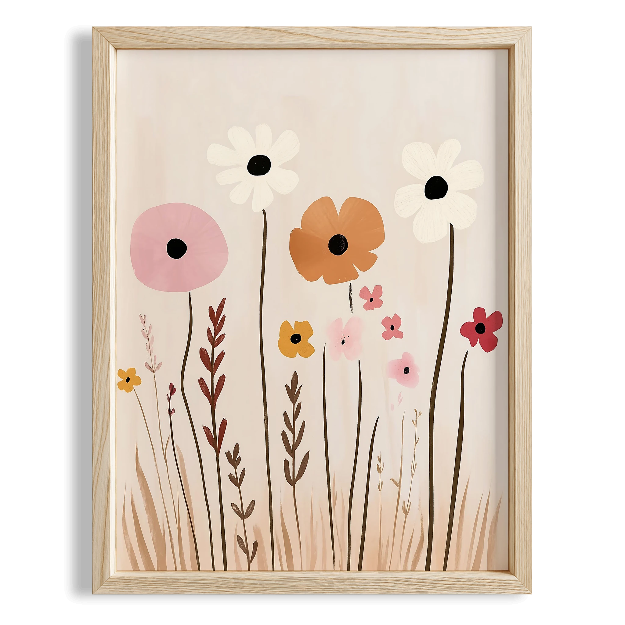 Bohem Papatya Tarlası Kız Çocuk Odası Ahşap Tablo