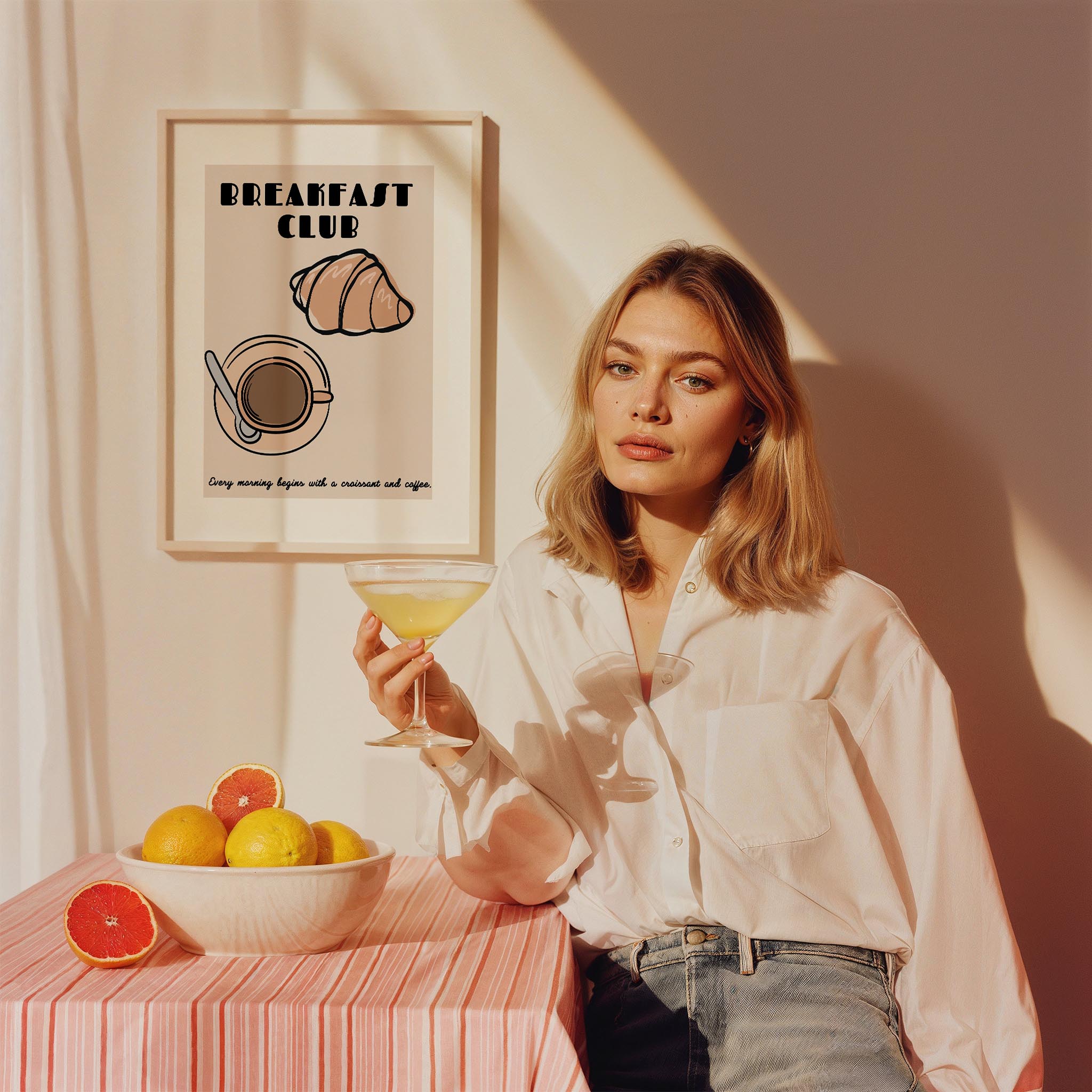 Breakfast Club Croissant Kahve Mutfak Duvar Tablosu