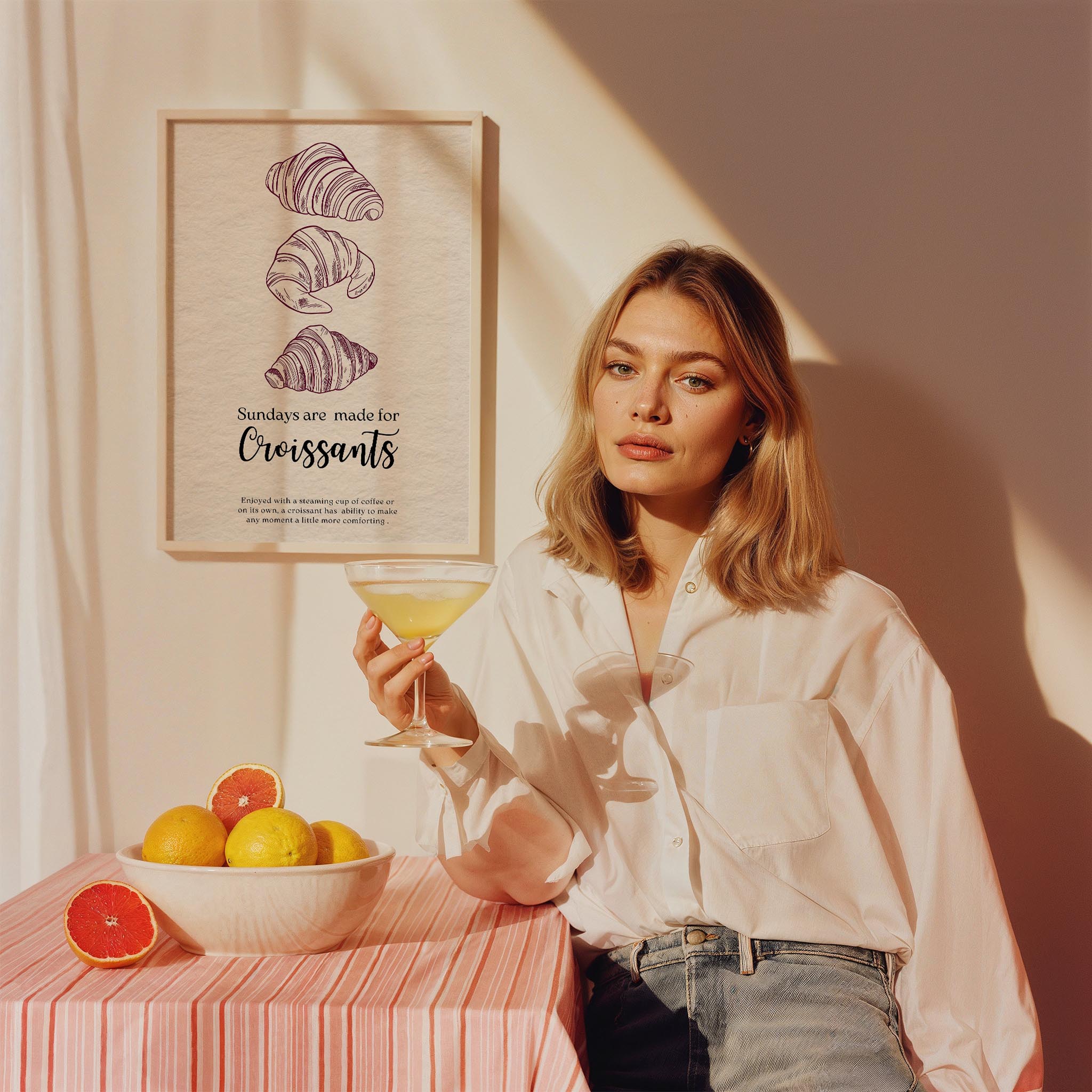 Croissant Fransız Sabah Koleksiyonu Tatlılar Mutfak Duvar Tablosu