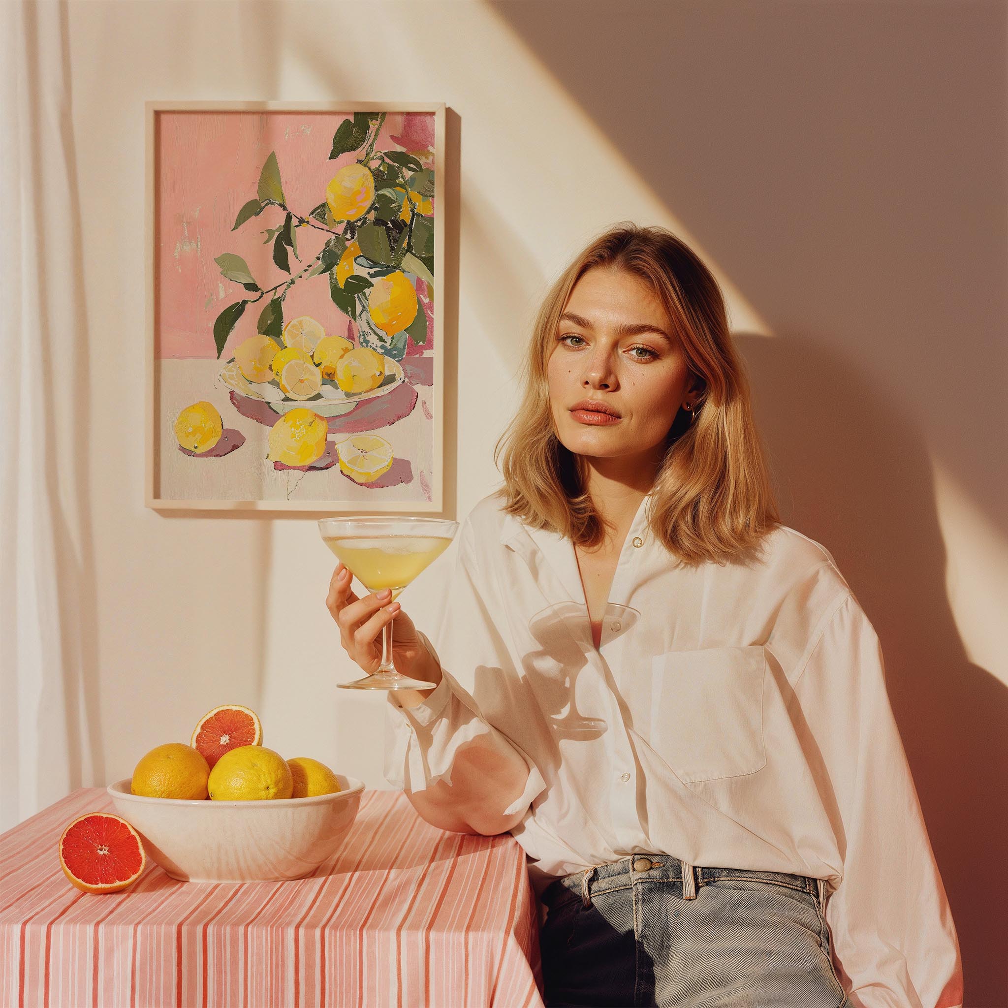 Limon Dalları Yağlı Boya İtalya Koleksiyonu Mutfak Duvar Tablosu