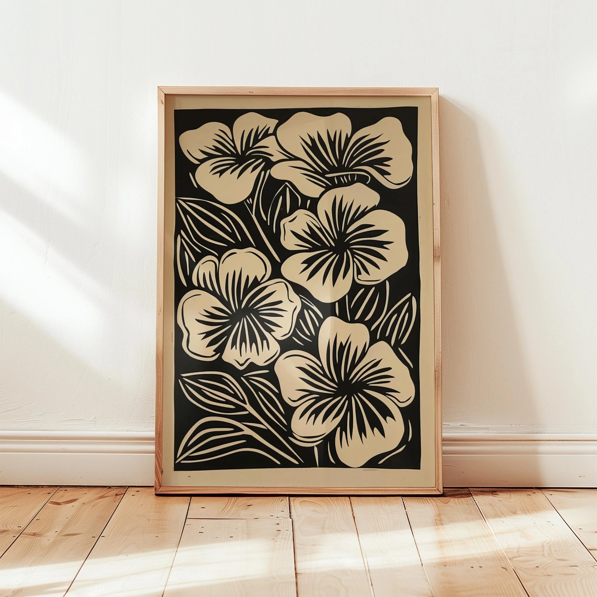 Soyut Çiçekler II - Siyah Bej