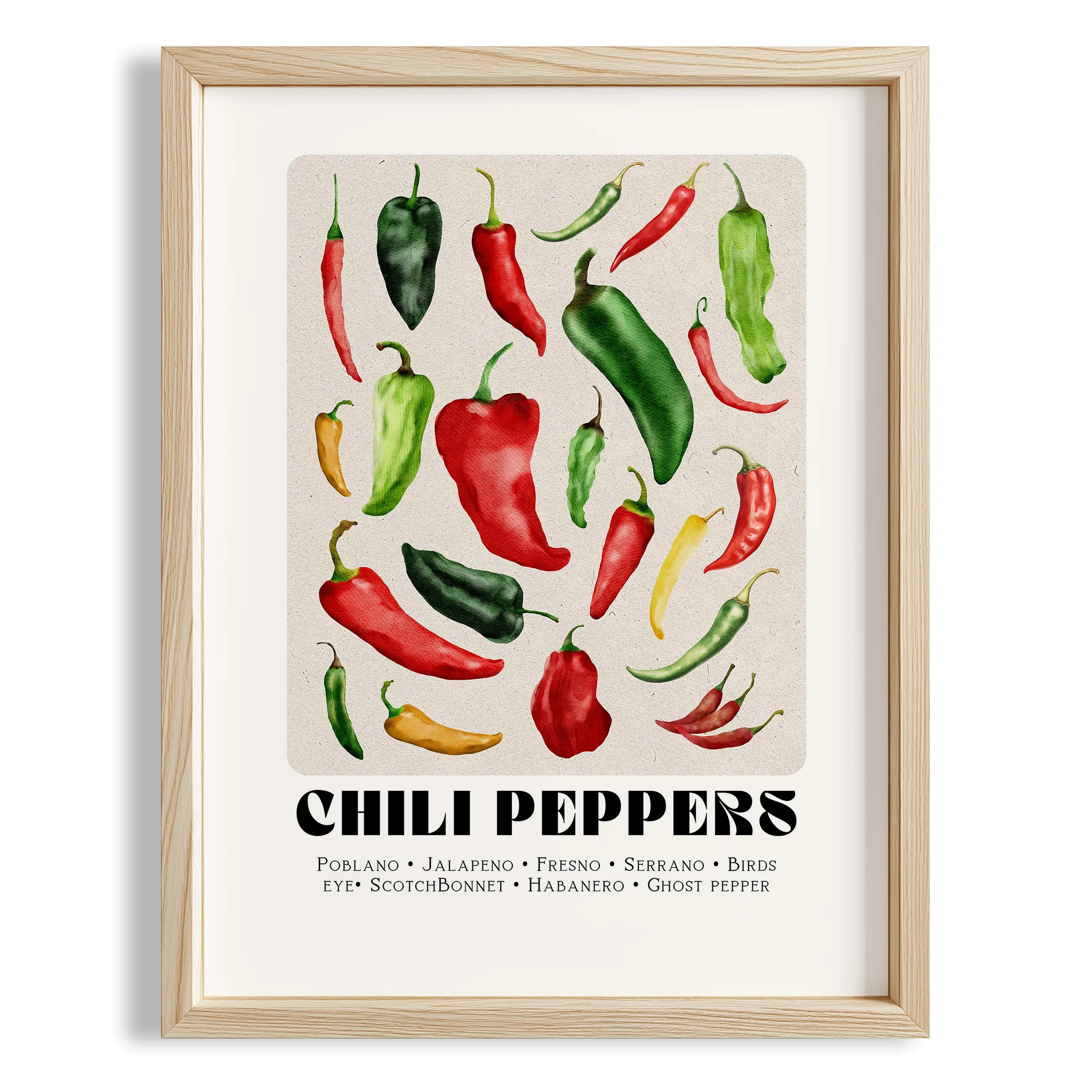 Chilli Market Acı Biber Sebzeler Mutfak Duvar Tablosu III