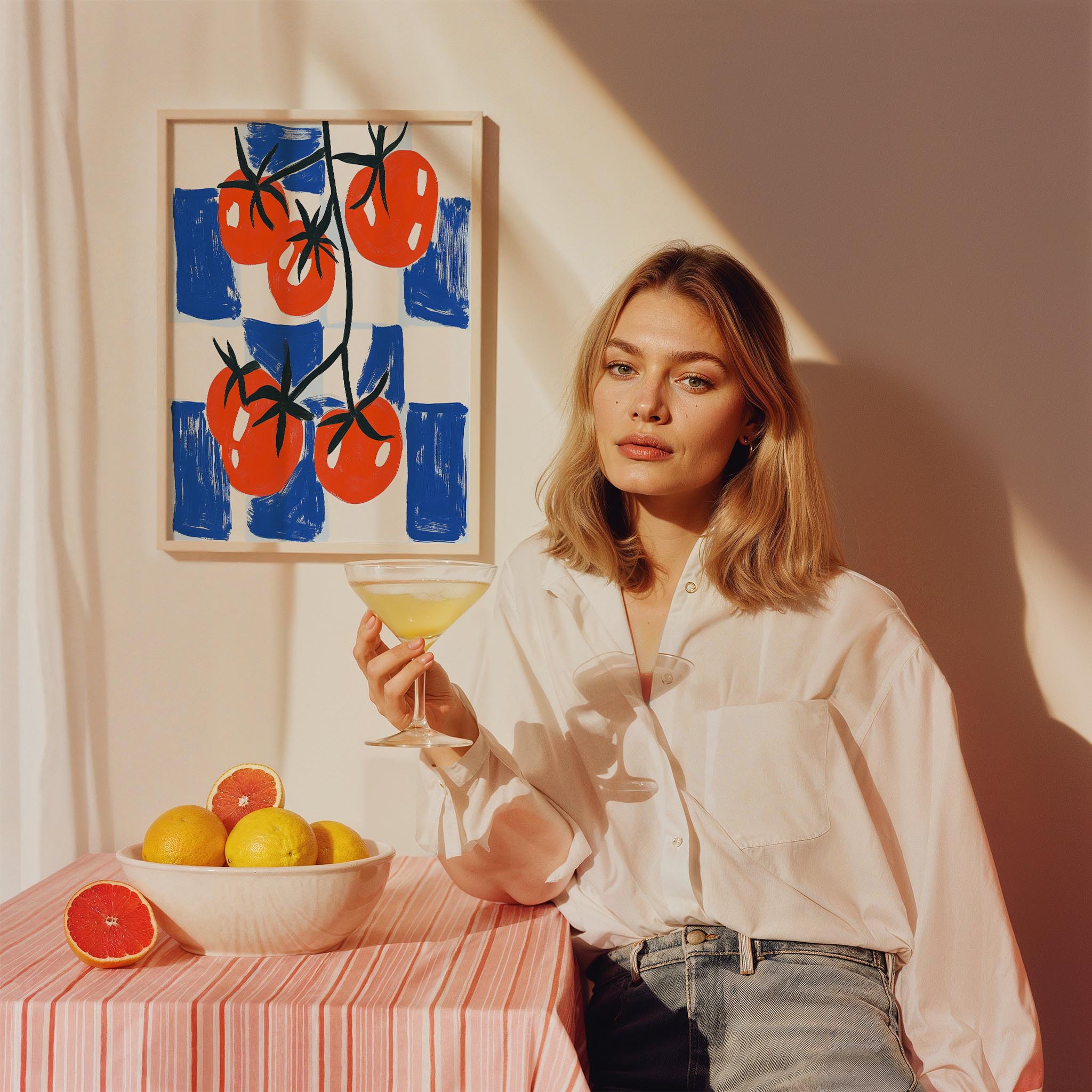 Salkım Domates II Retro Pop Art Mutfak Duvar Tablosu