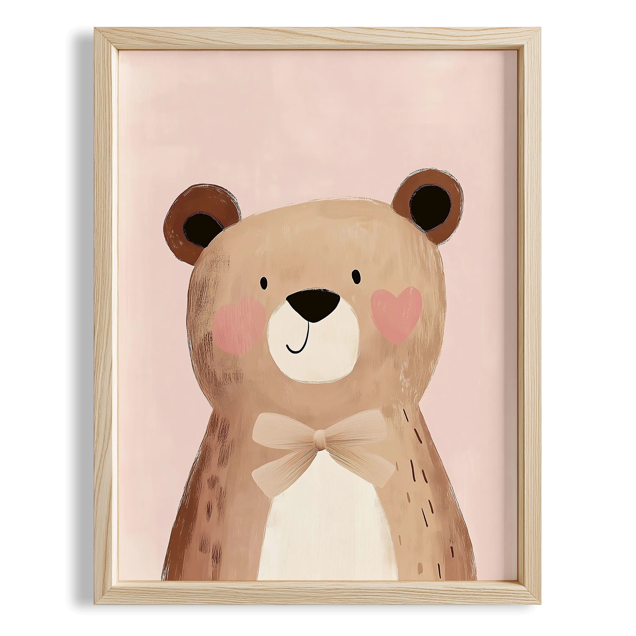 Kalpli Sevimli Ayıcık Bohem Kız Çocuk Odası Ahşap Tablo