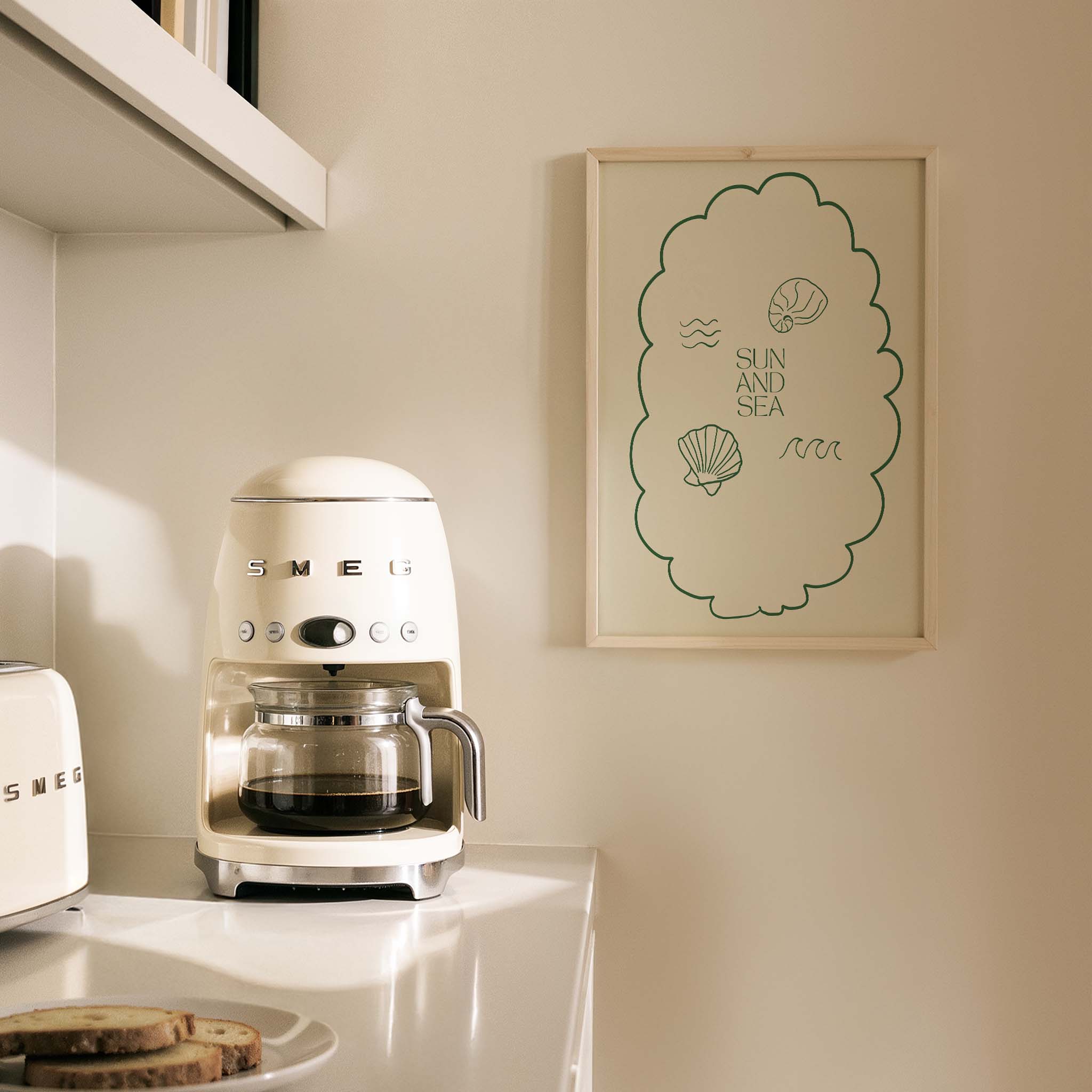 Costiera Güneş ve Deniz İtalyanca Tipografi Mutfak Duvar Tablosu