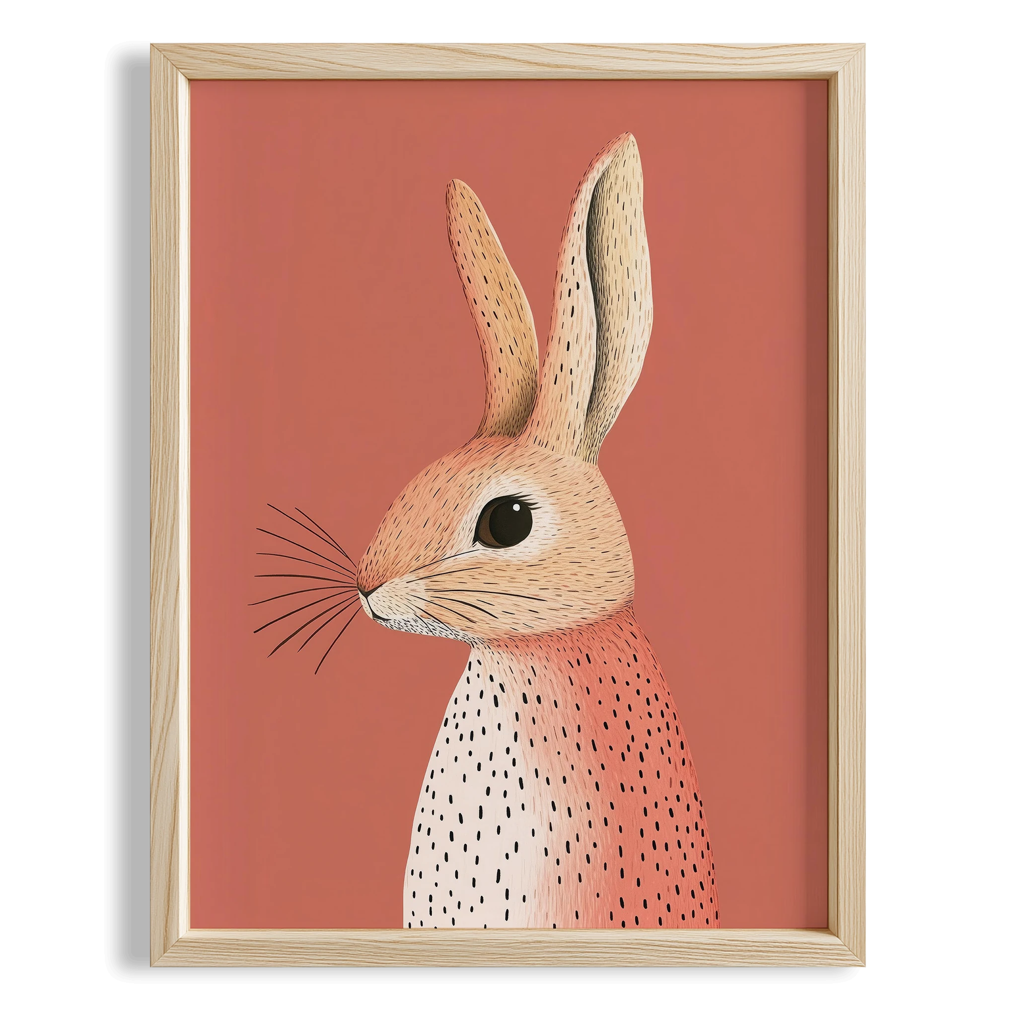 Tavşan Portresi - Kiremit Fon