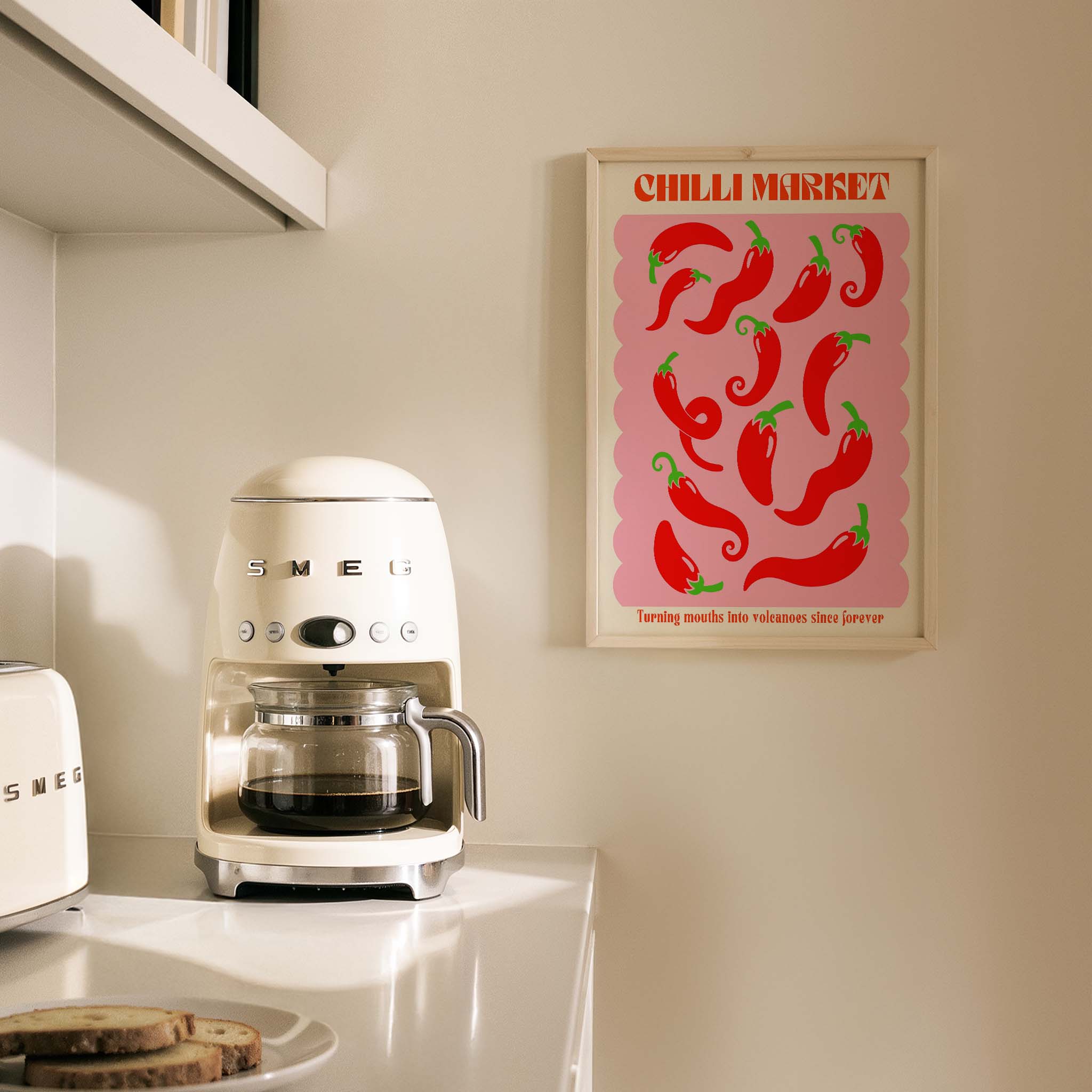 Chilli Market Acı Biber Sebzeler Mutfak Duvar Tablosu