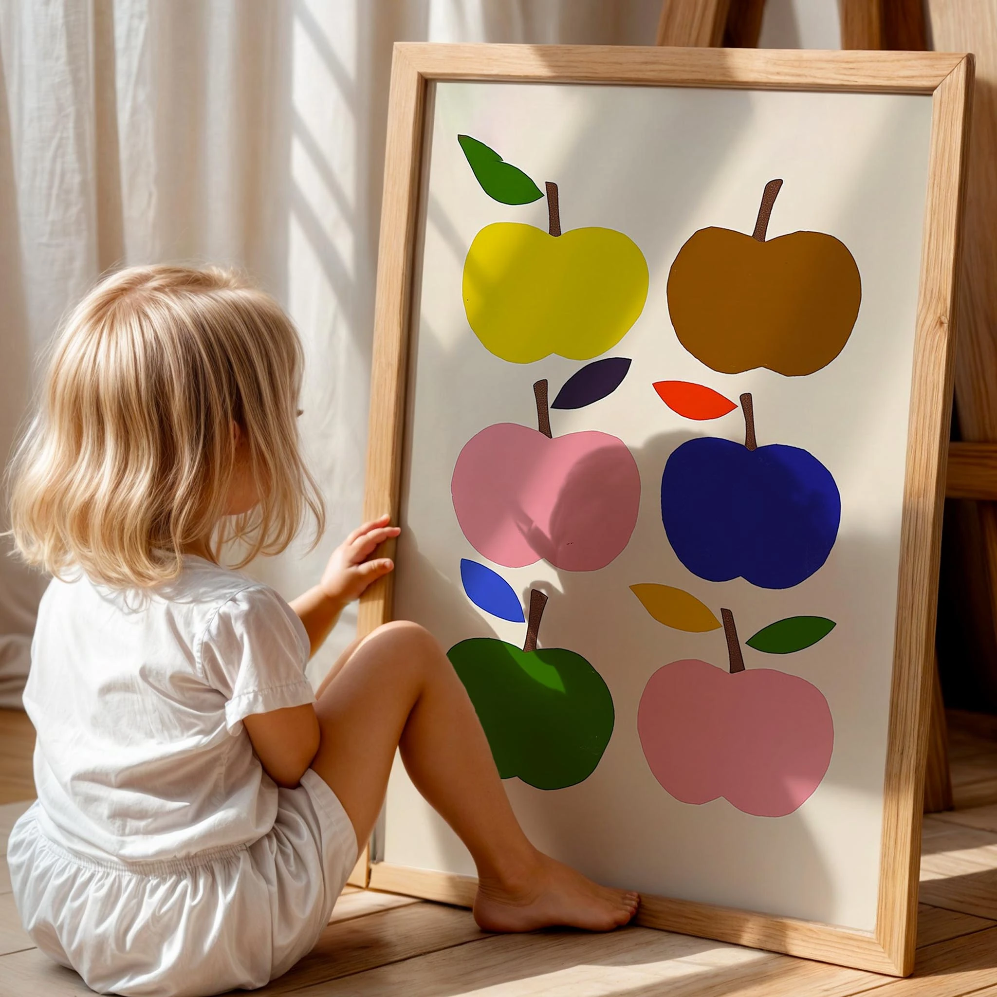 Şirin Renkli Elmalar Çocuk Odası Ahşap Tablo