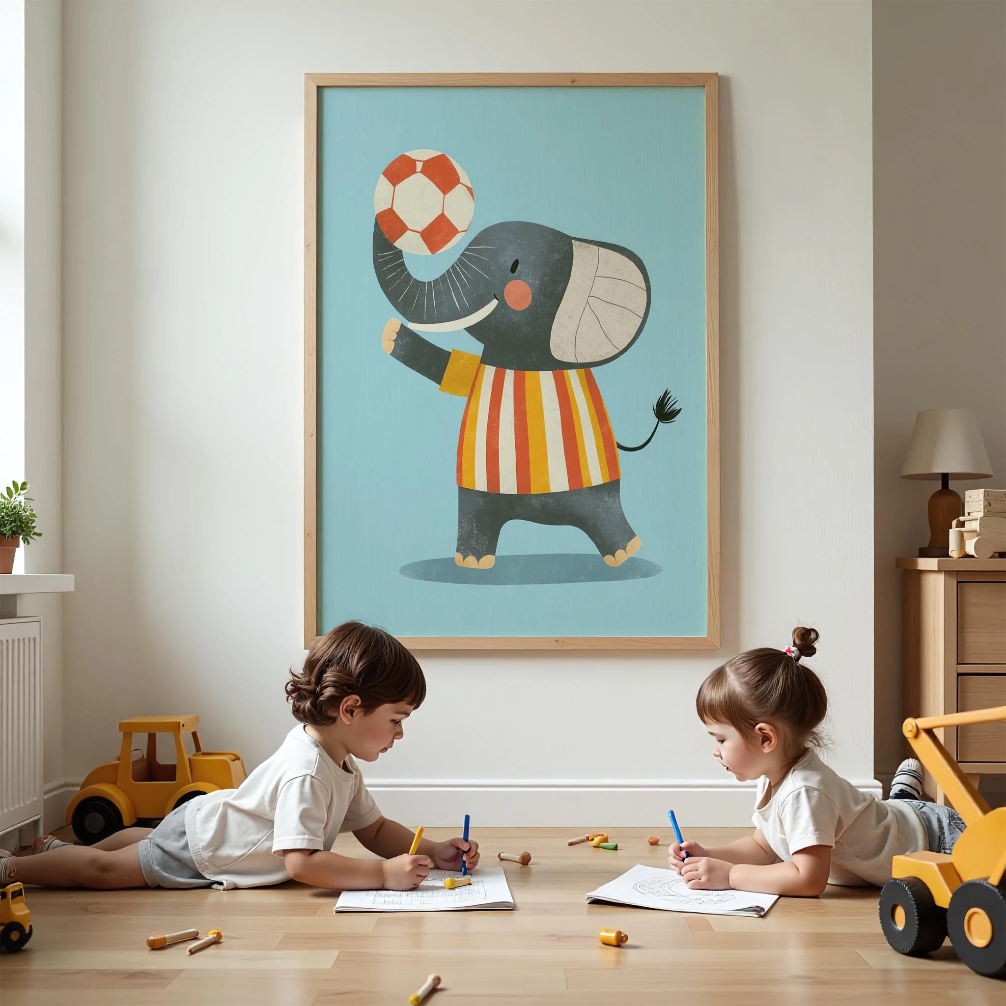 Futbolcu Fil - Mavi Fon