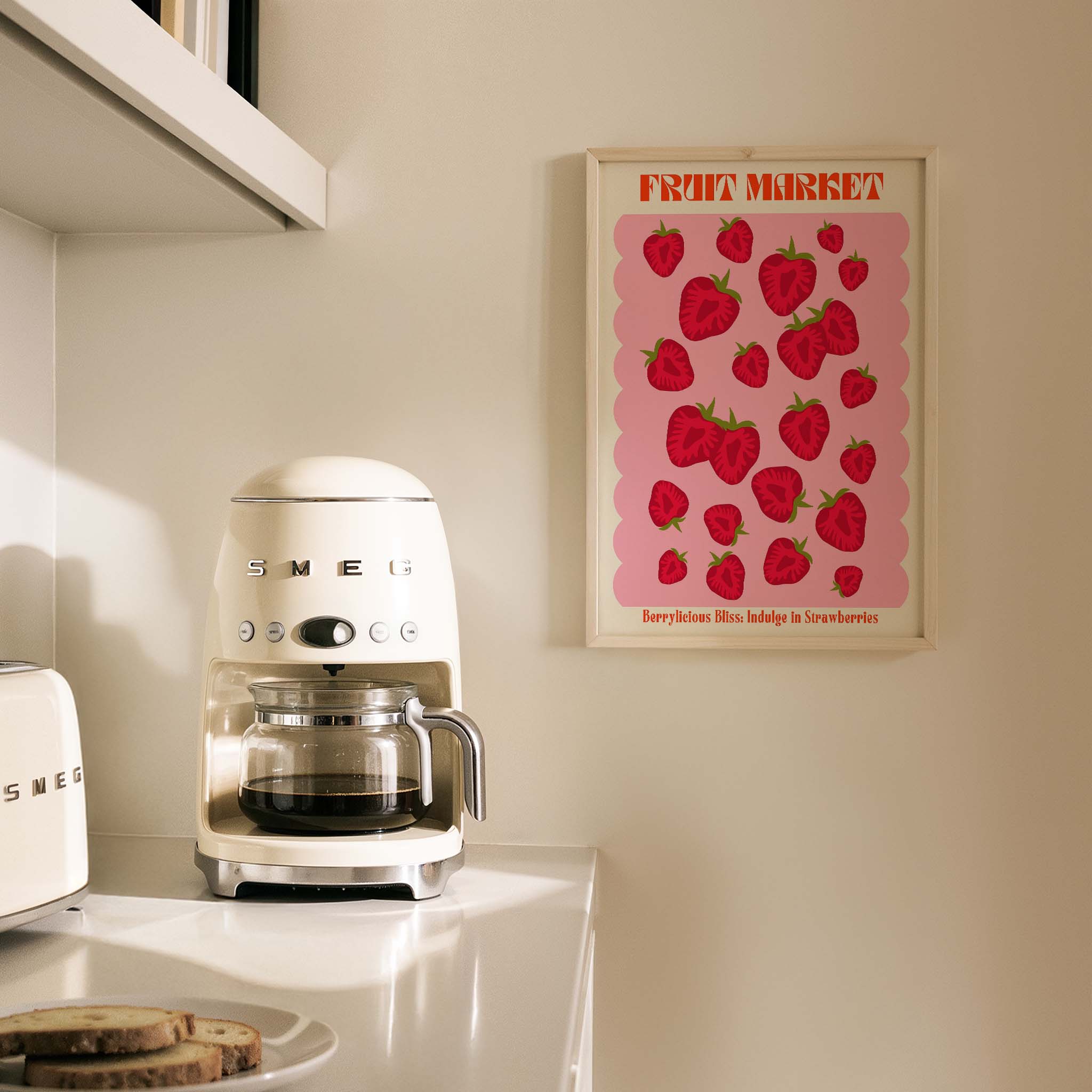 Çilekler Fruits Market I Meyveler Mutfak Duvar Tablosu