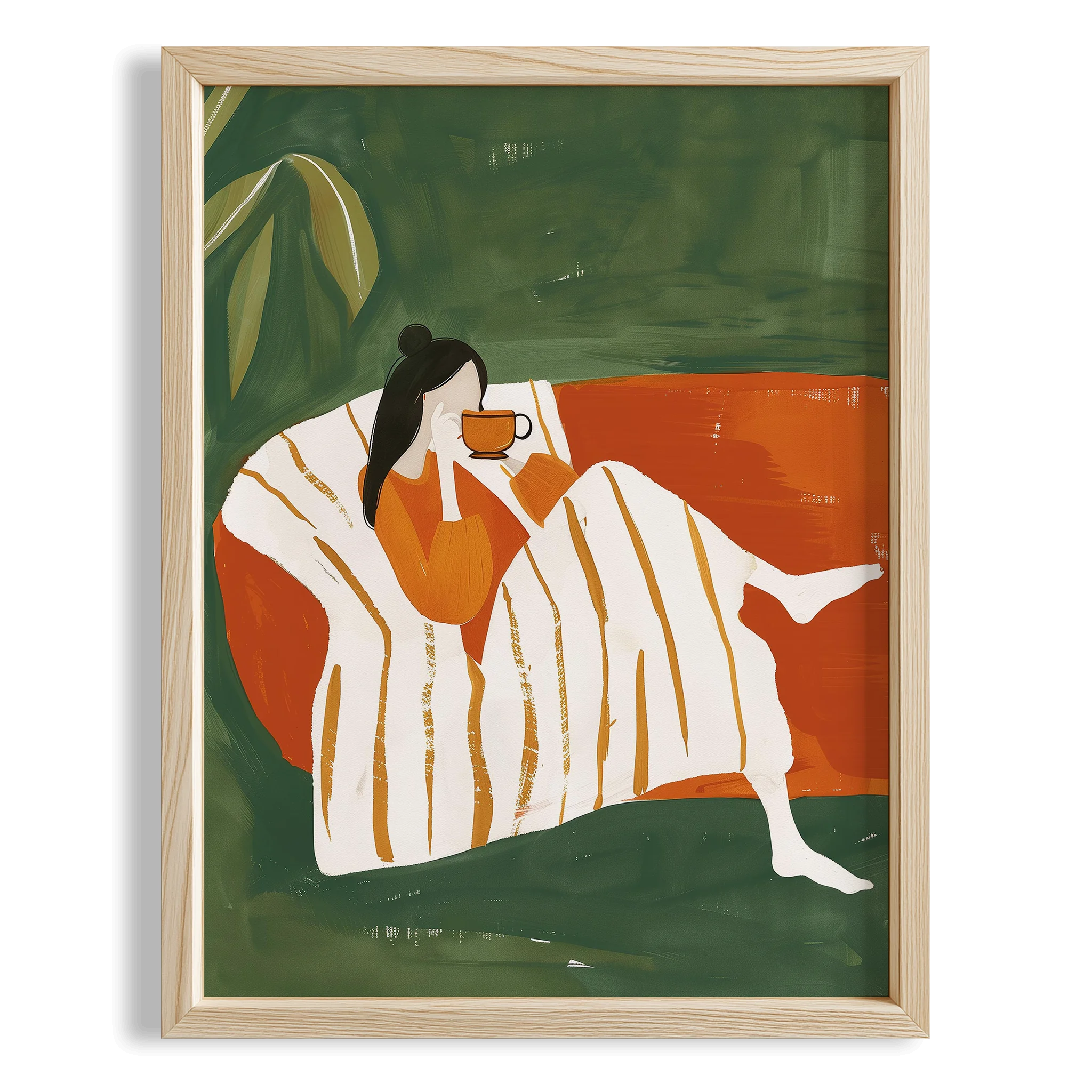 Kadın Portre XL - Kahve Keyfi Zümrüt