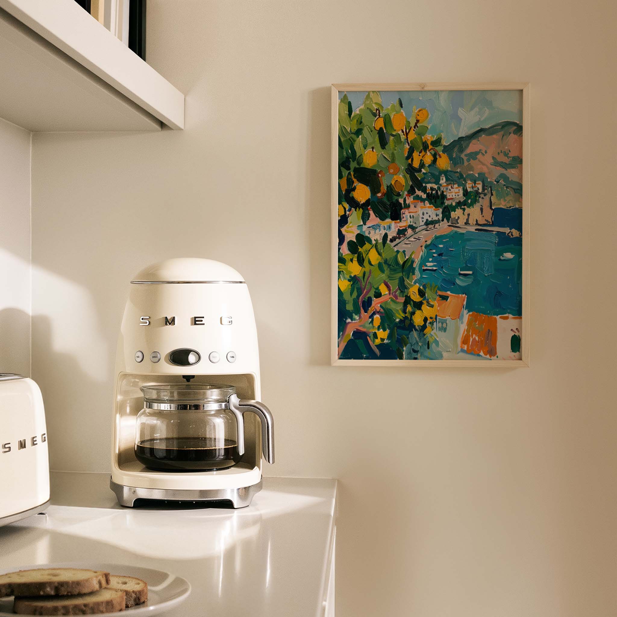 Amalfi Tepeleri ve Limon Ağaçları Limoncello İtalya Koleksiyonu Mutfak Duvar Tablosu