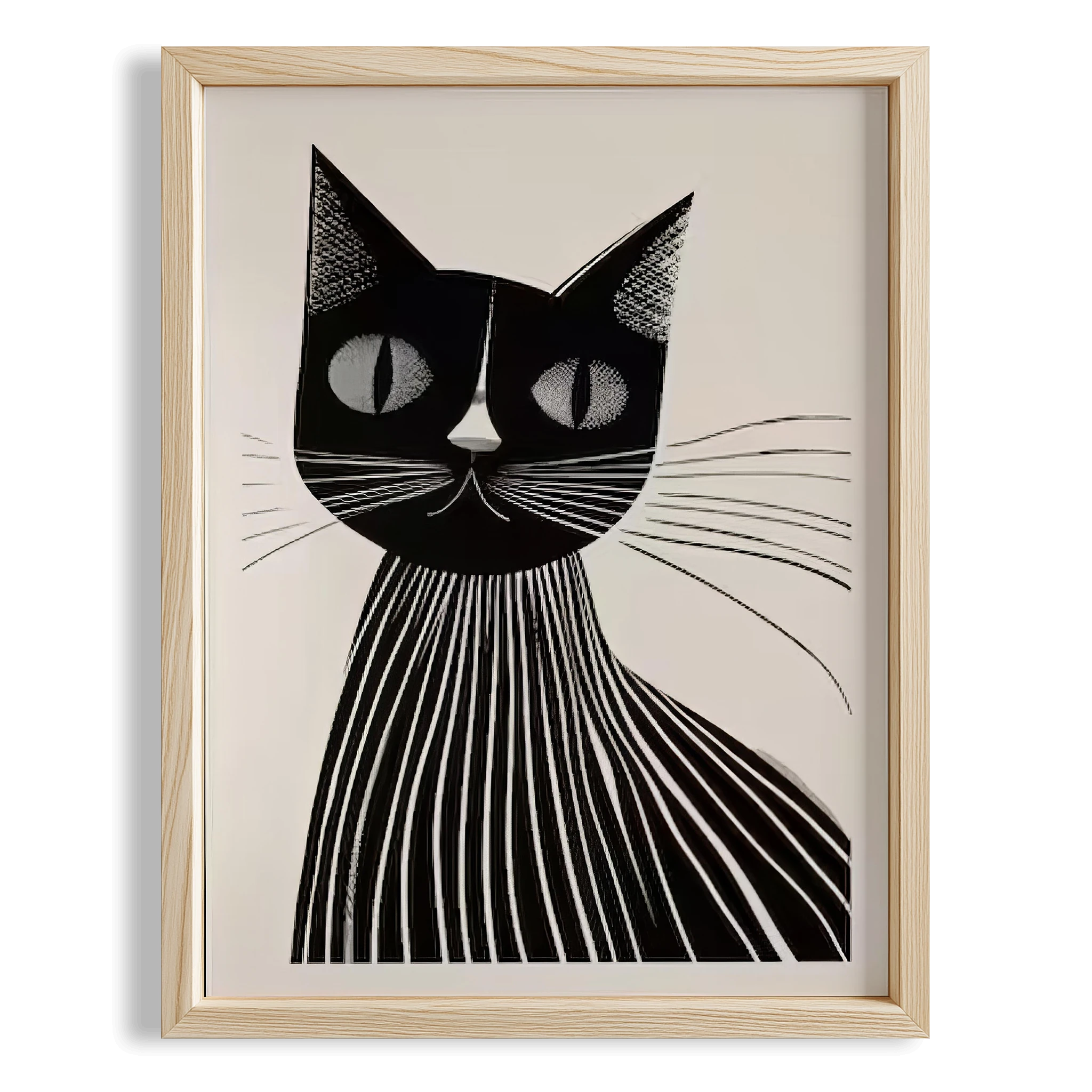 Kedi Portre II - Minimalist Çizgili