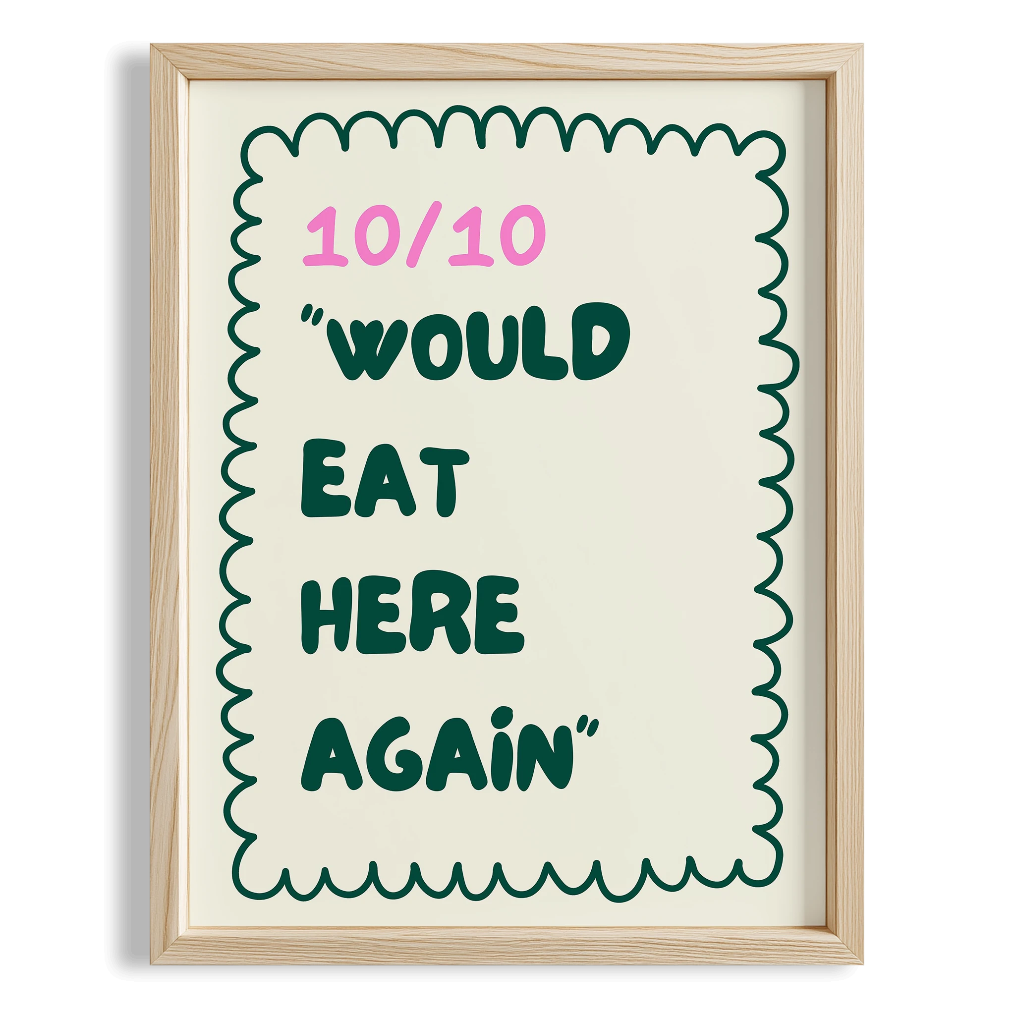 10/10 Would Eat Here Again Tipografi Mutfak Duvar Tablosu