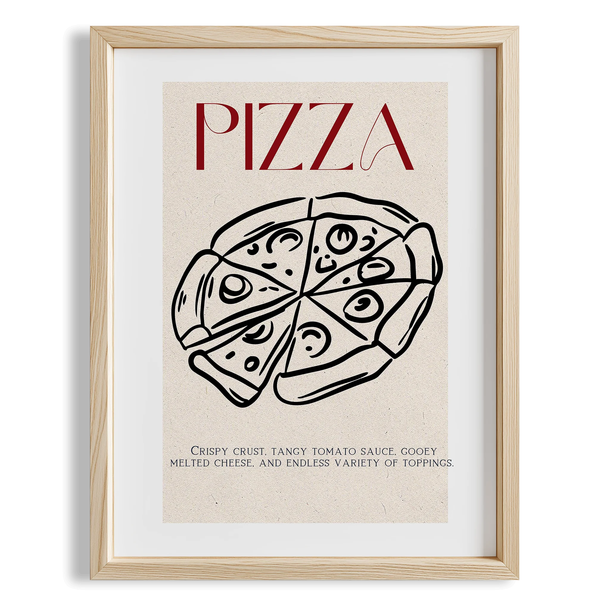 Pizza Çizim Akdeniz İtalya Koleksiyonu Mutfak Duvar Tablosu