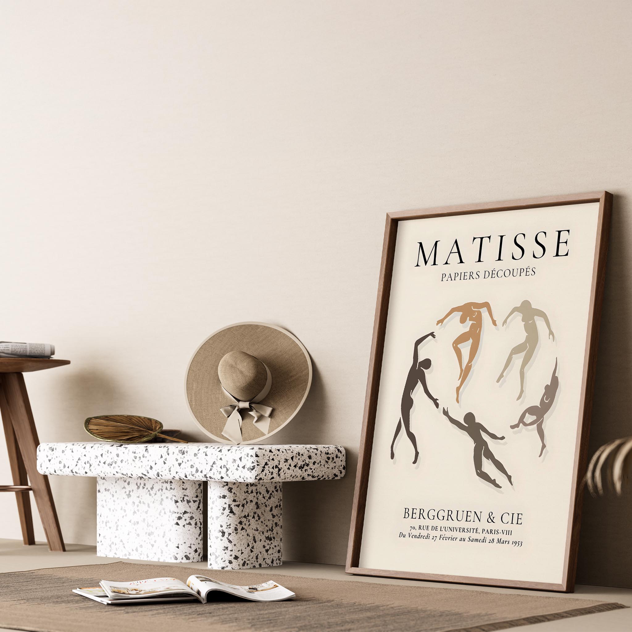 Matisse Kağıt Kesimleri Serisi Dans Minimalist Kahve Tonları I Duvar Tablosu