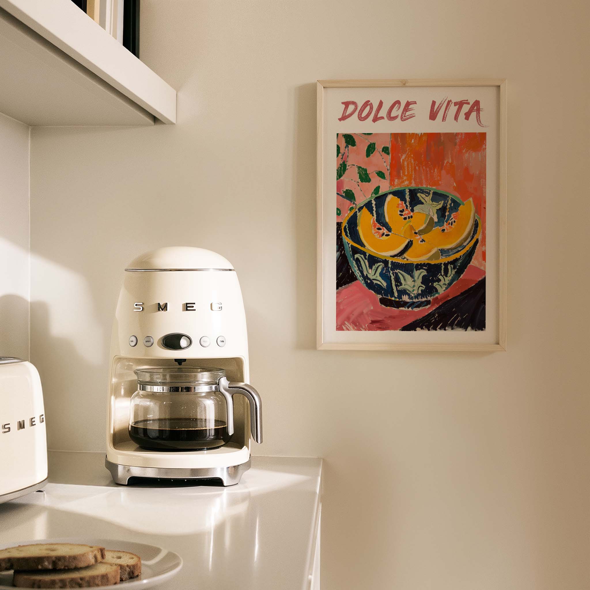 Dolce Vita Papaya Tipografi Akdeniz İtalya Koleksiyonu Mutfak Duvar Tablosu