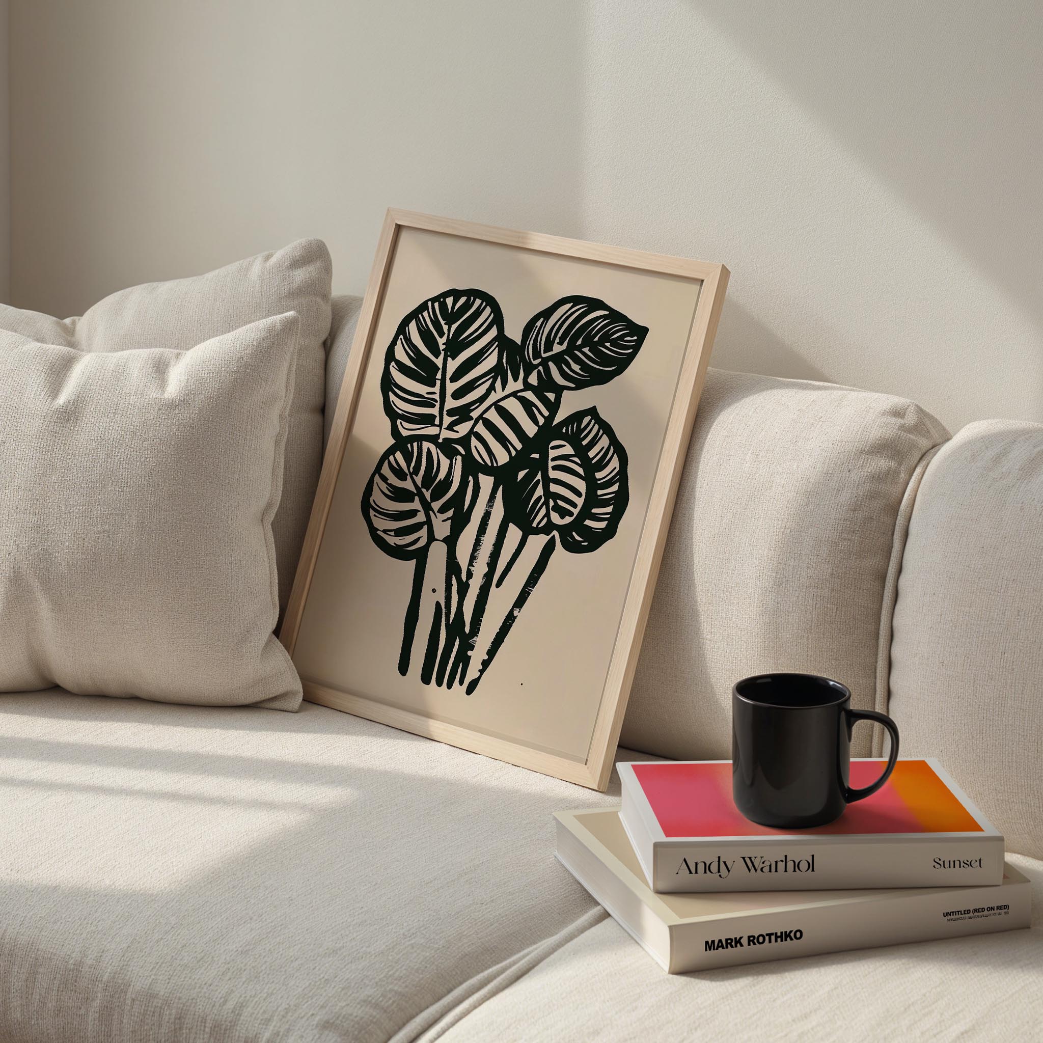 Tropik Yapraklar I - Siyah Bej