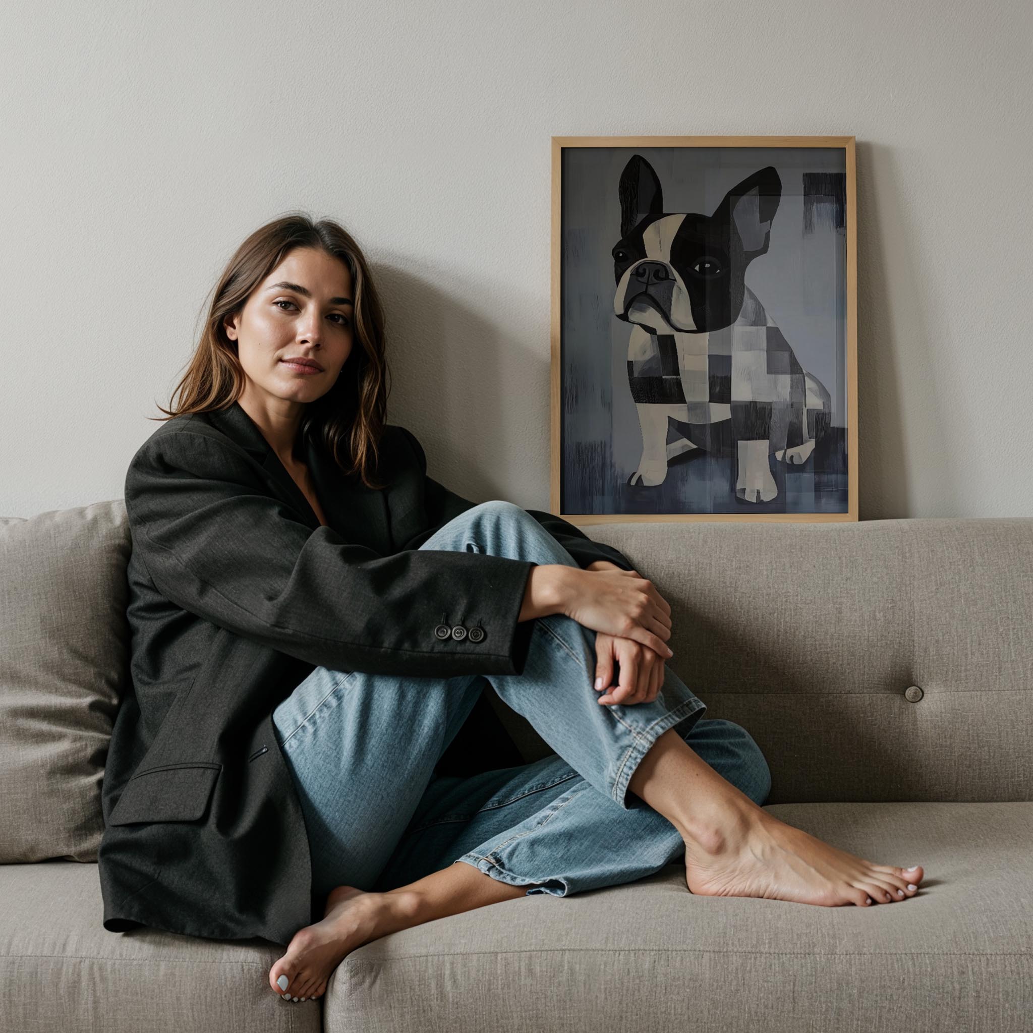 Köpek Portre II - Fransız Buldog Geometrik