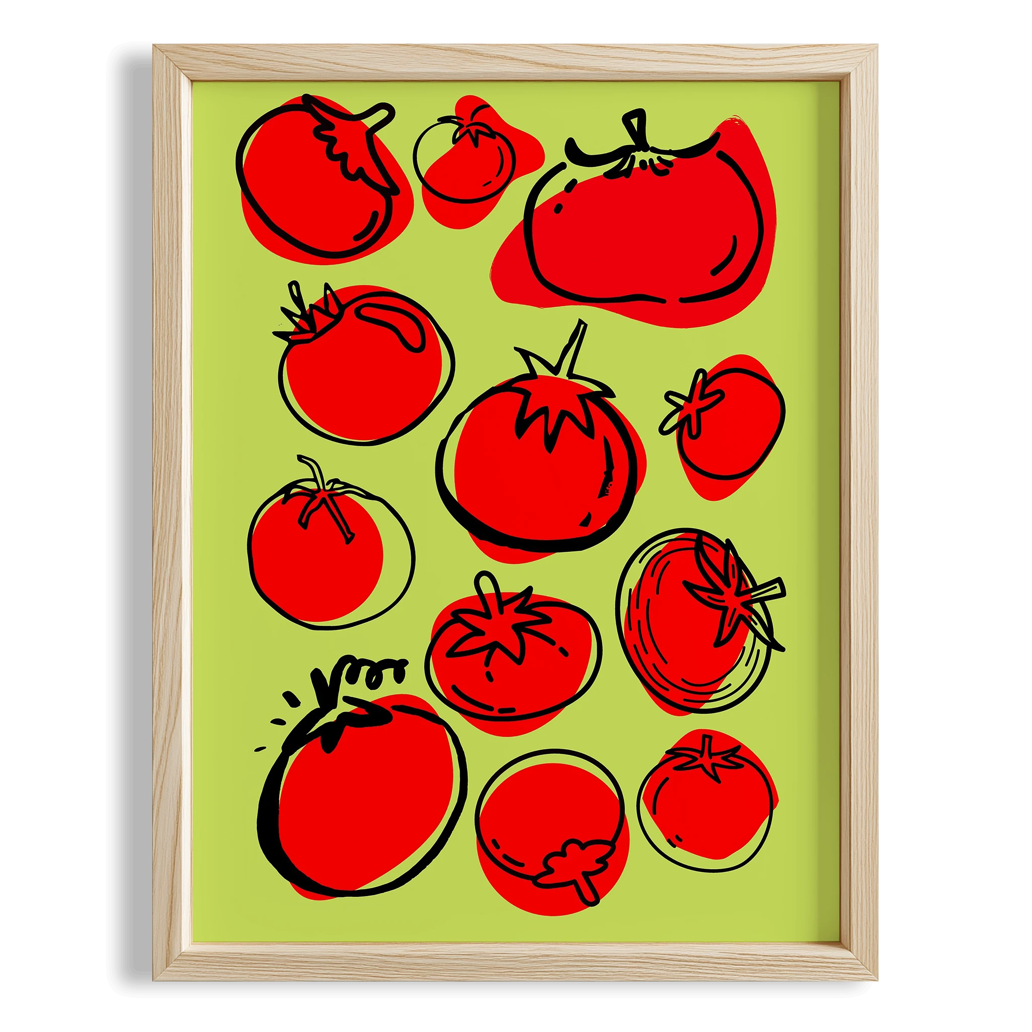Domates Meyveler Yeşil Mutfak Duvar Tablosu
