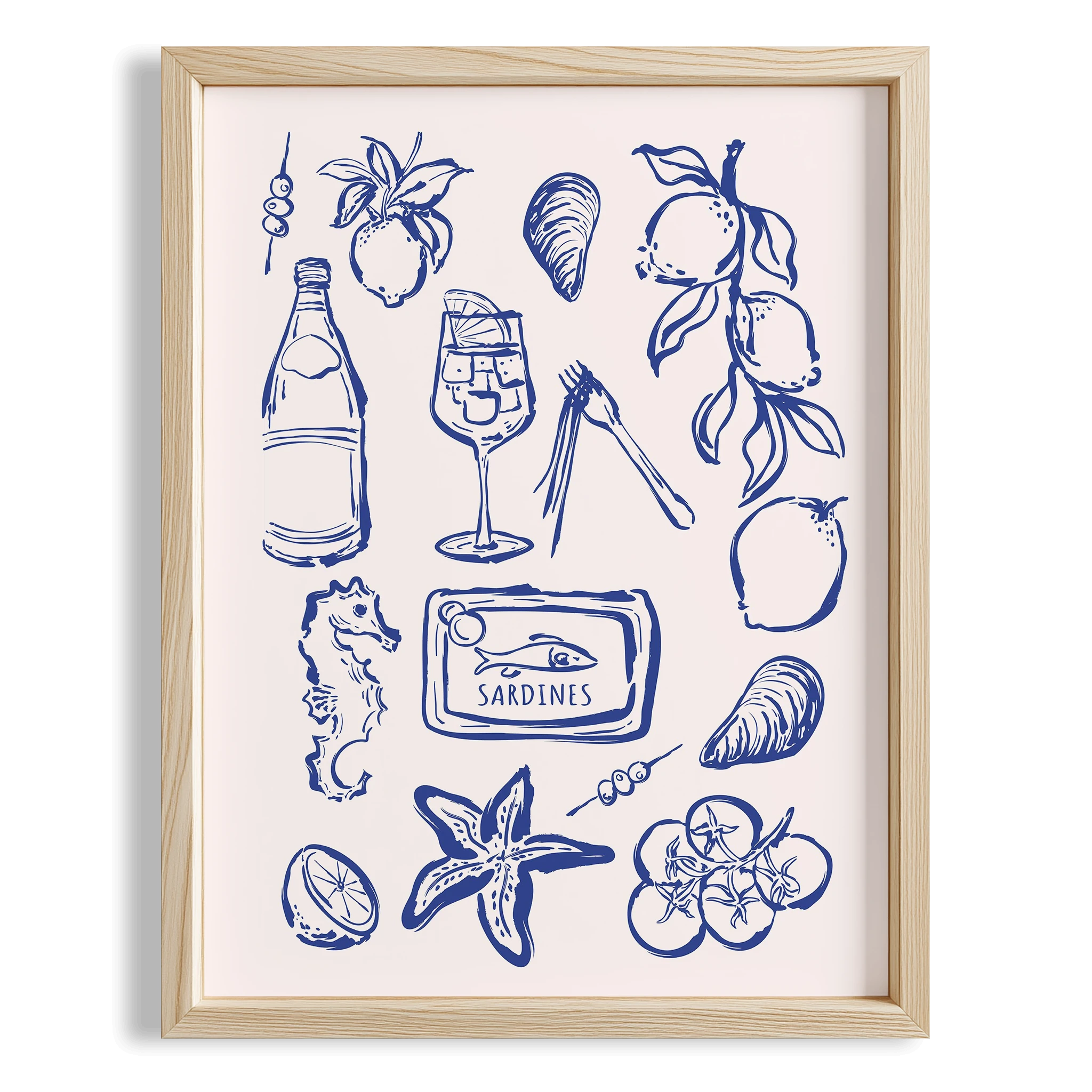 Akdeniz Sofrası Eskiz Mutfak Duvar Tablosu