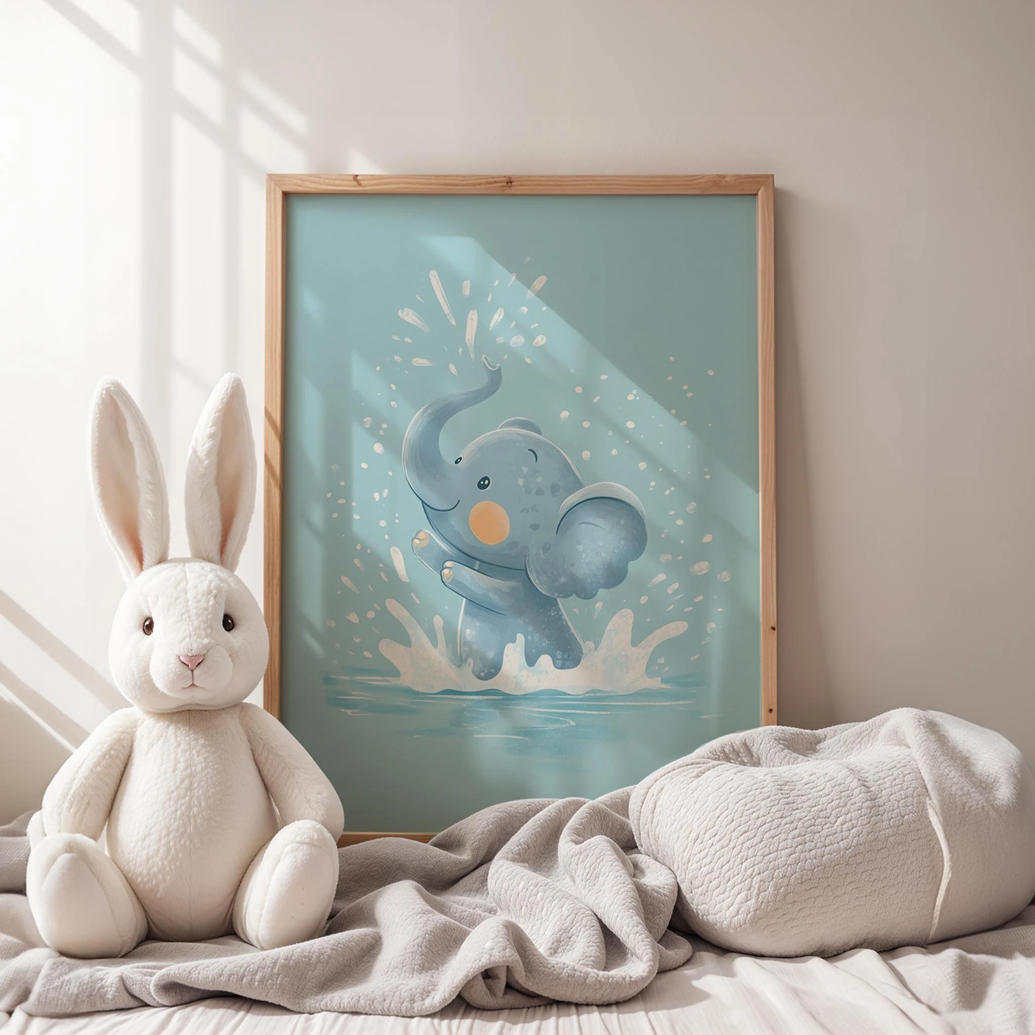 Yüzücü Fil - Mavi Fon