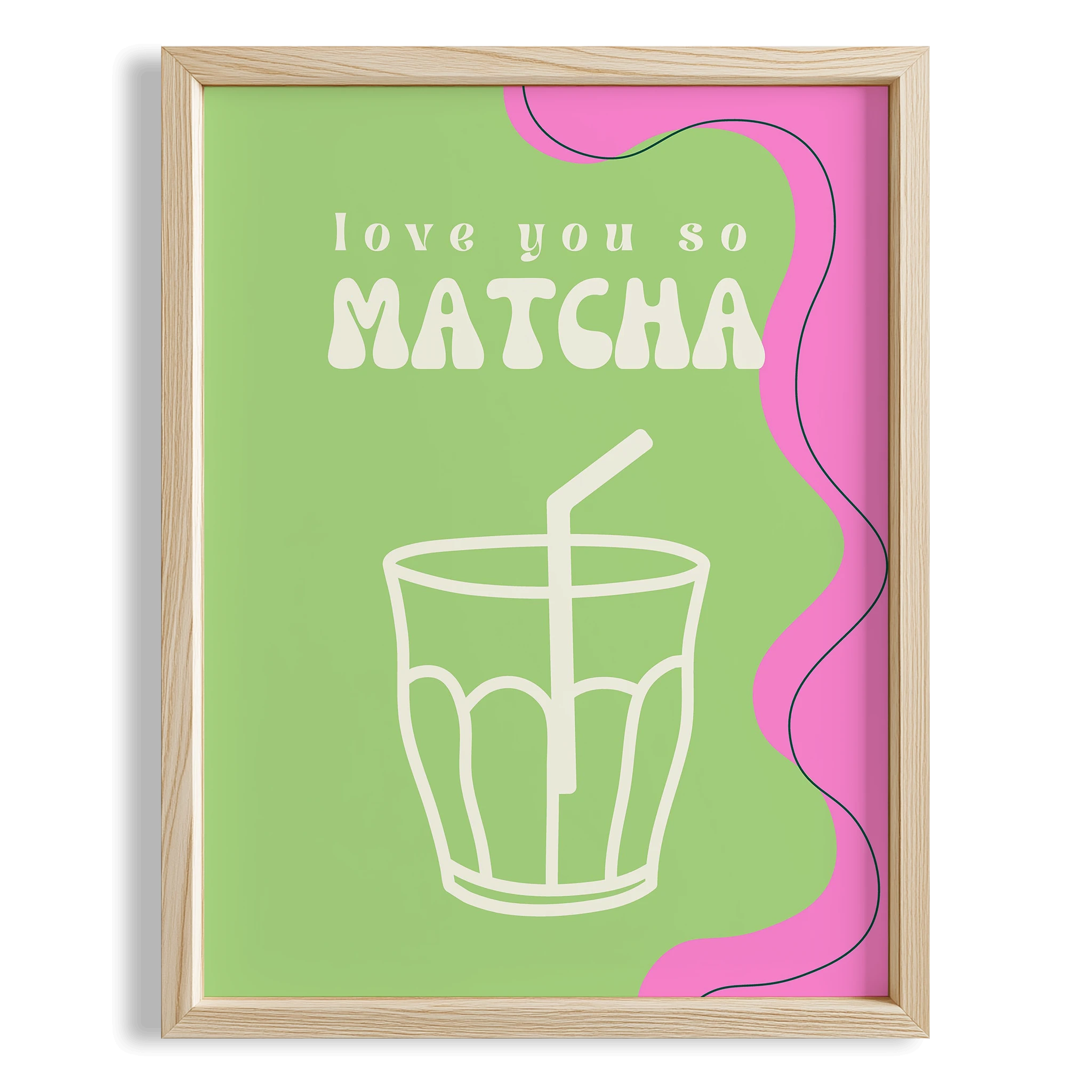 Love You So Matcha Çayı Tipografi Mutfak Duvar Tablosu