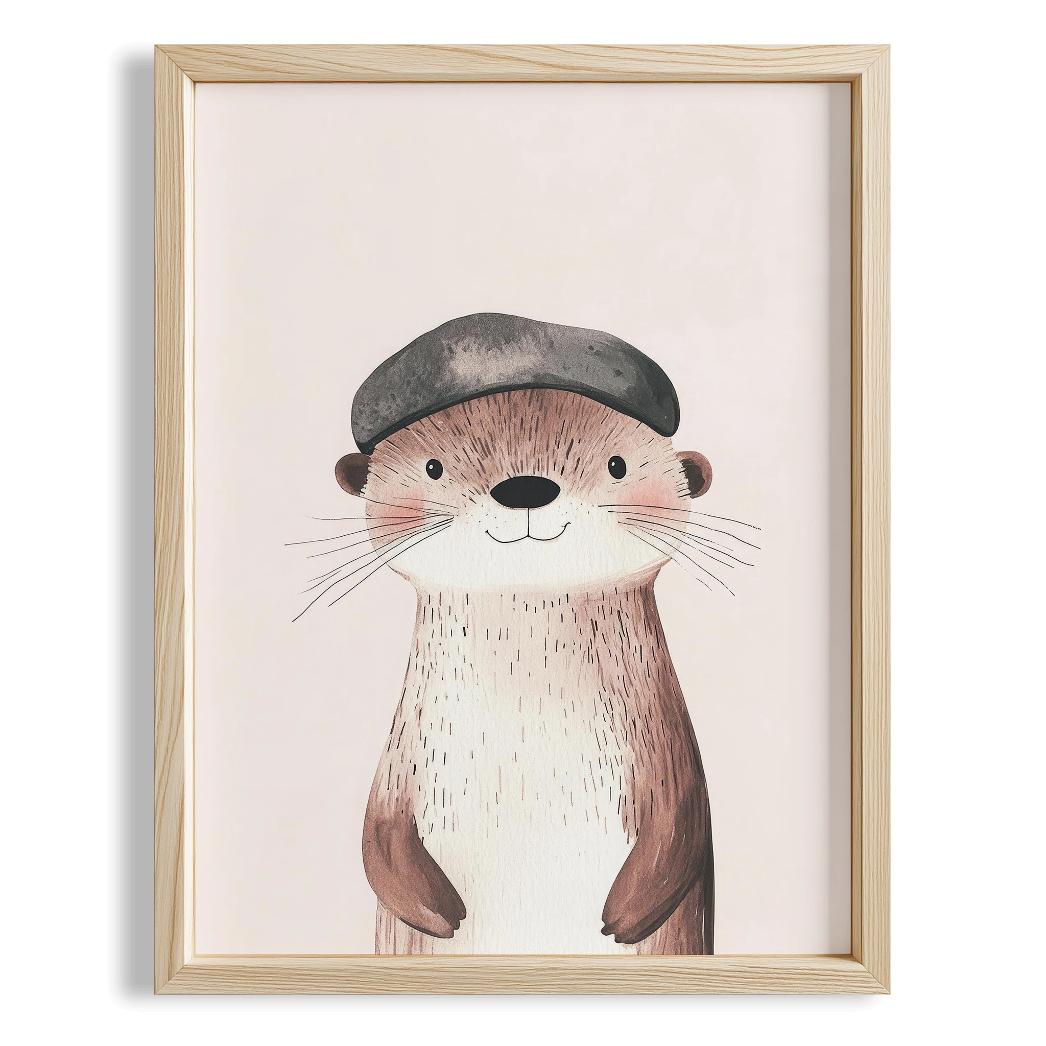 Şapkalı Su Samuru - Beyaz Fon