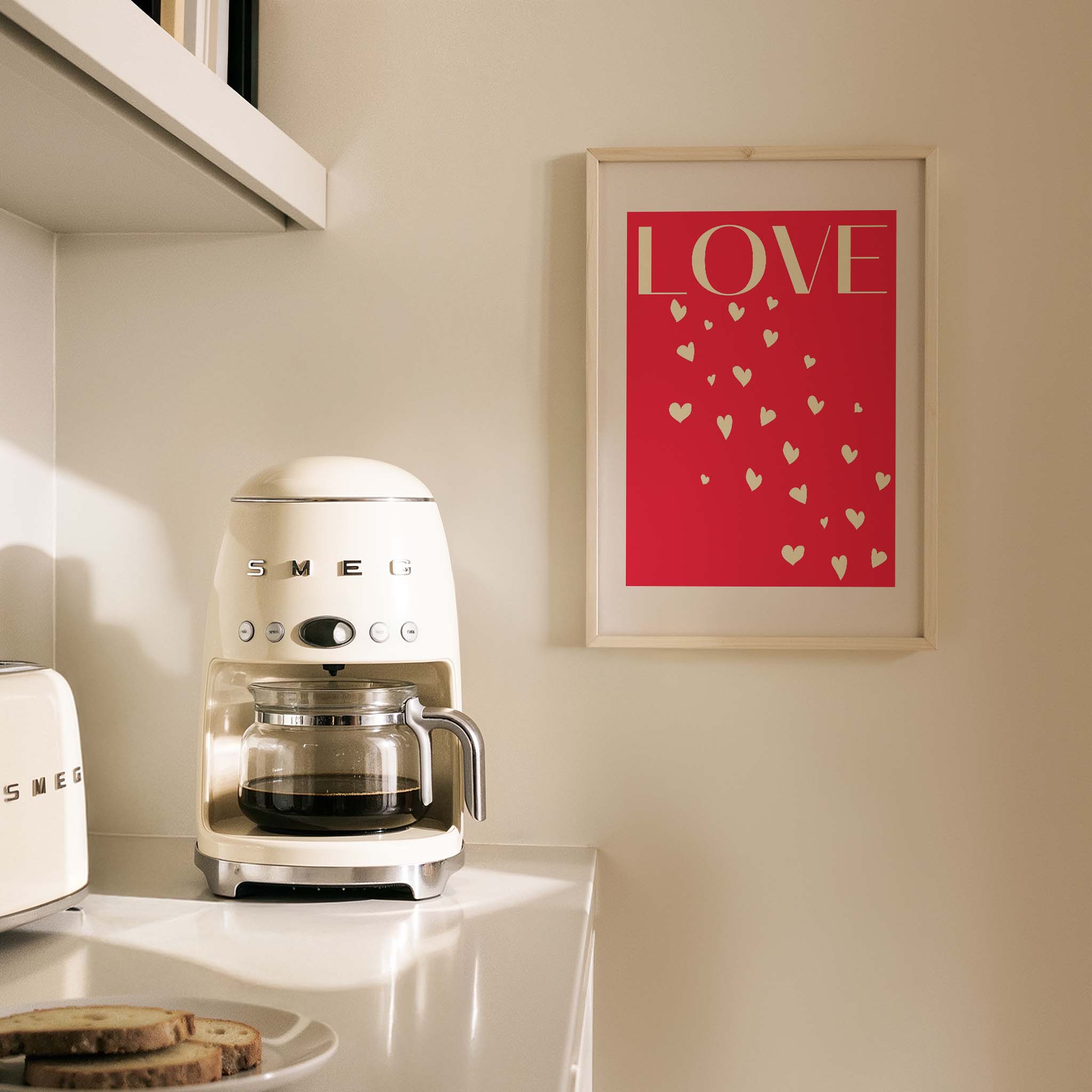 Love Pembe Tipografi Mutfak Duvar Tablosu