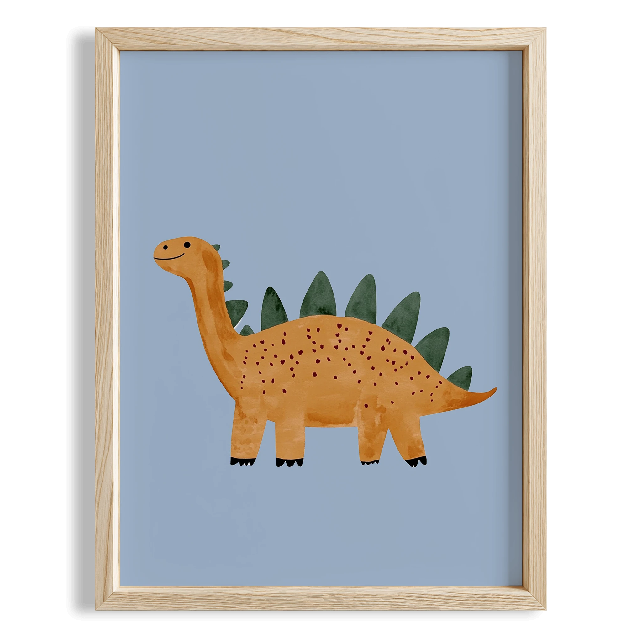 Sevimli Dinozor Temalı Mavi Fonlu Çocuk Odası Ahşap Tablo I