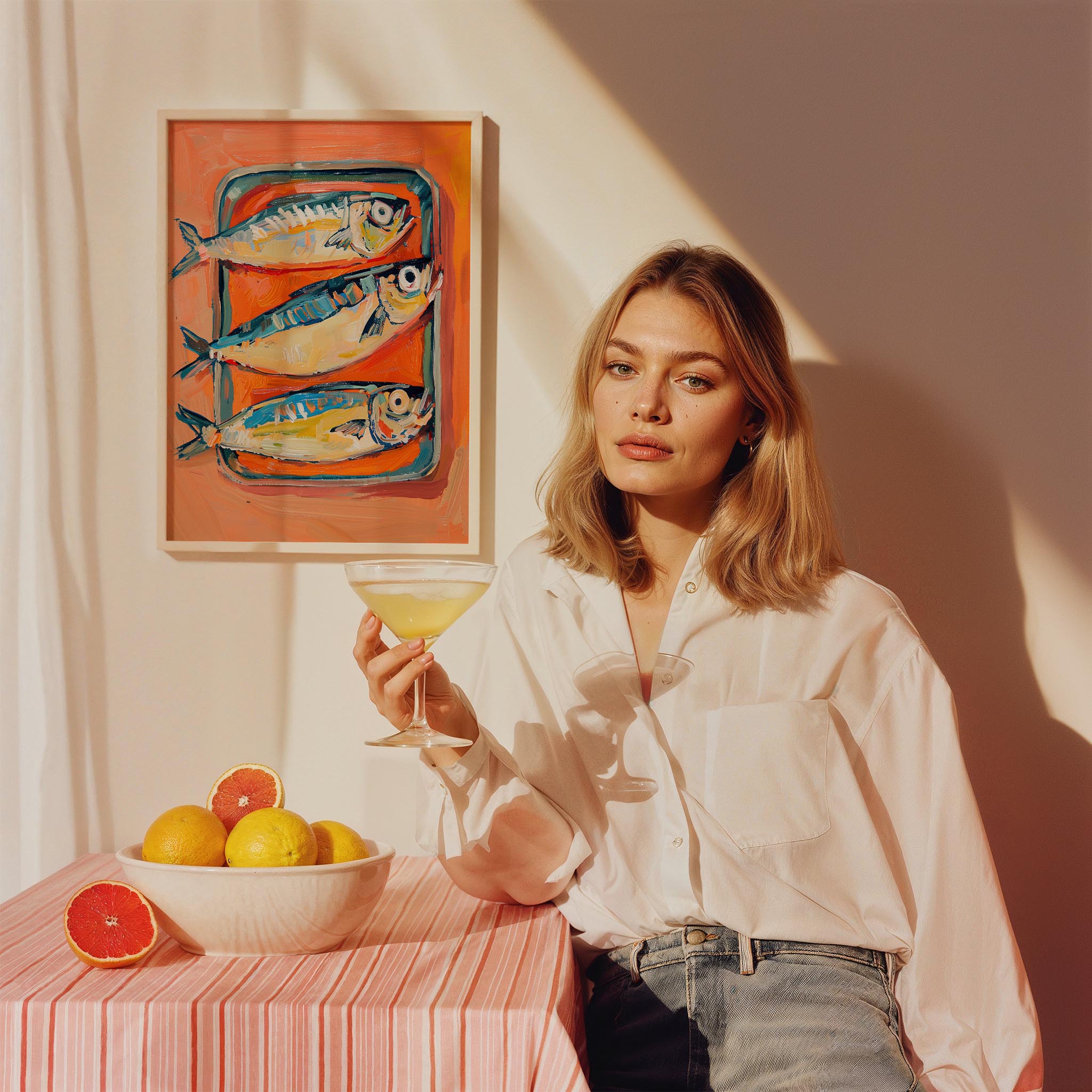 Sardalyalar Coastal Stili Mutfak Duvar Tablosu III