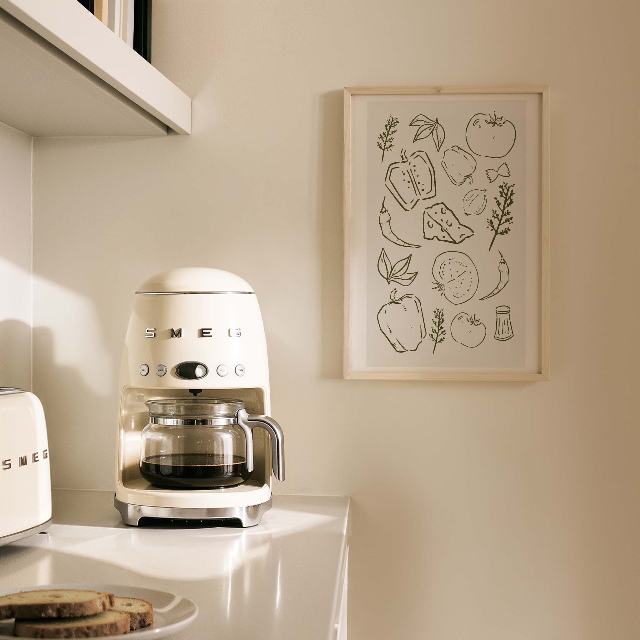 Akdeniz Sofrası İllüstrasyon Mutfak Duvar Tablosu II