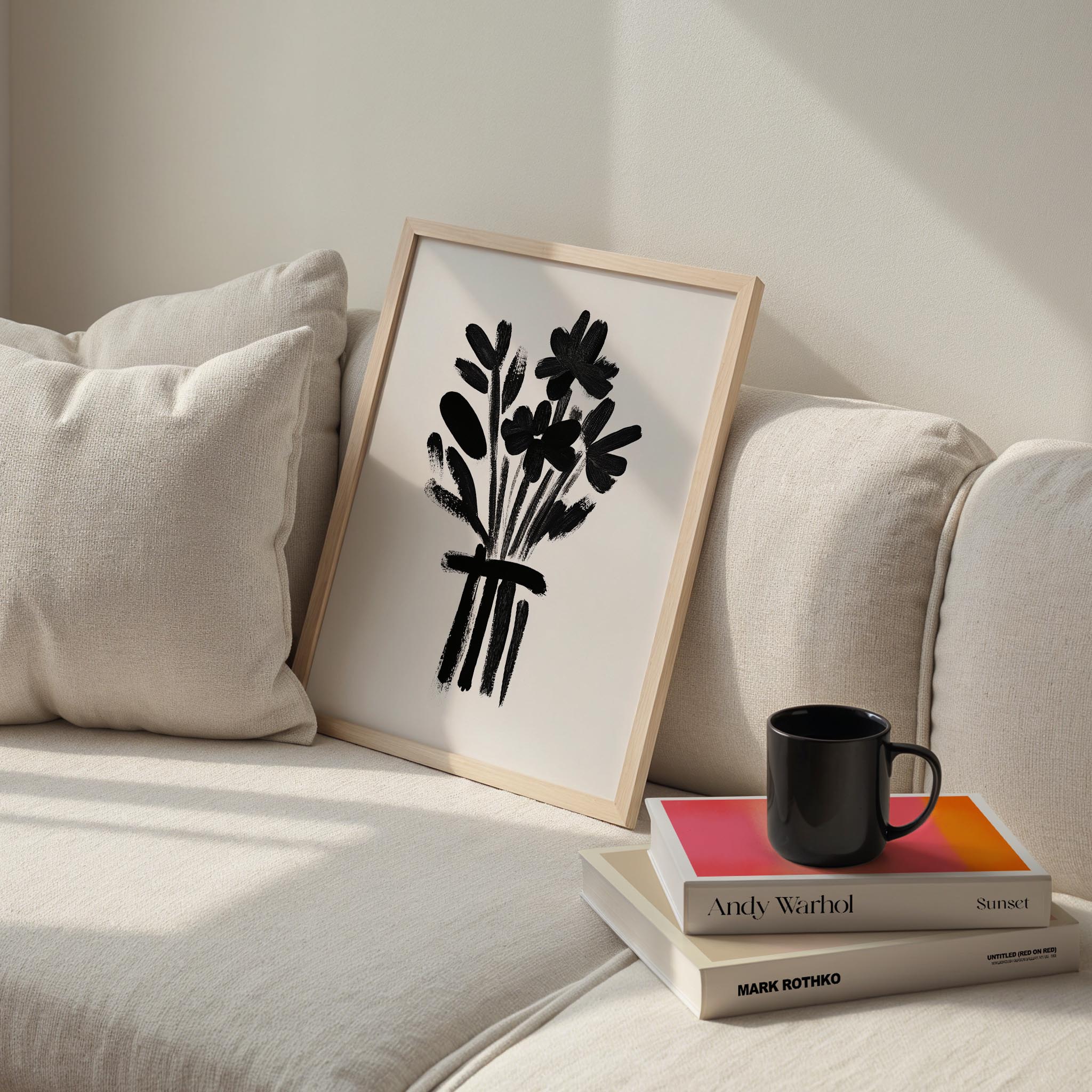 Vazo ve Çiçekler X - Siyah Beyaz Çizgiler