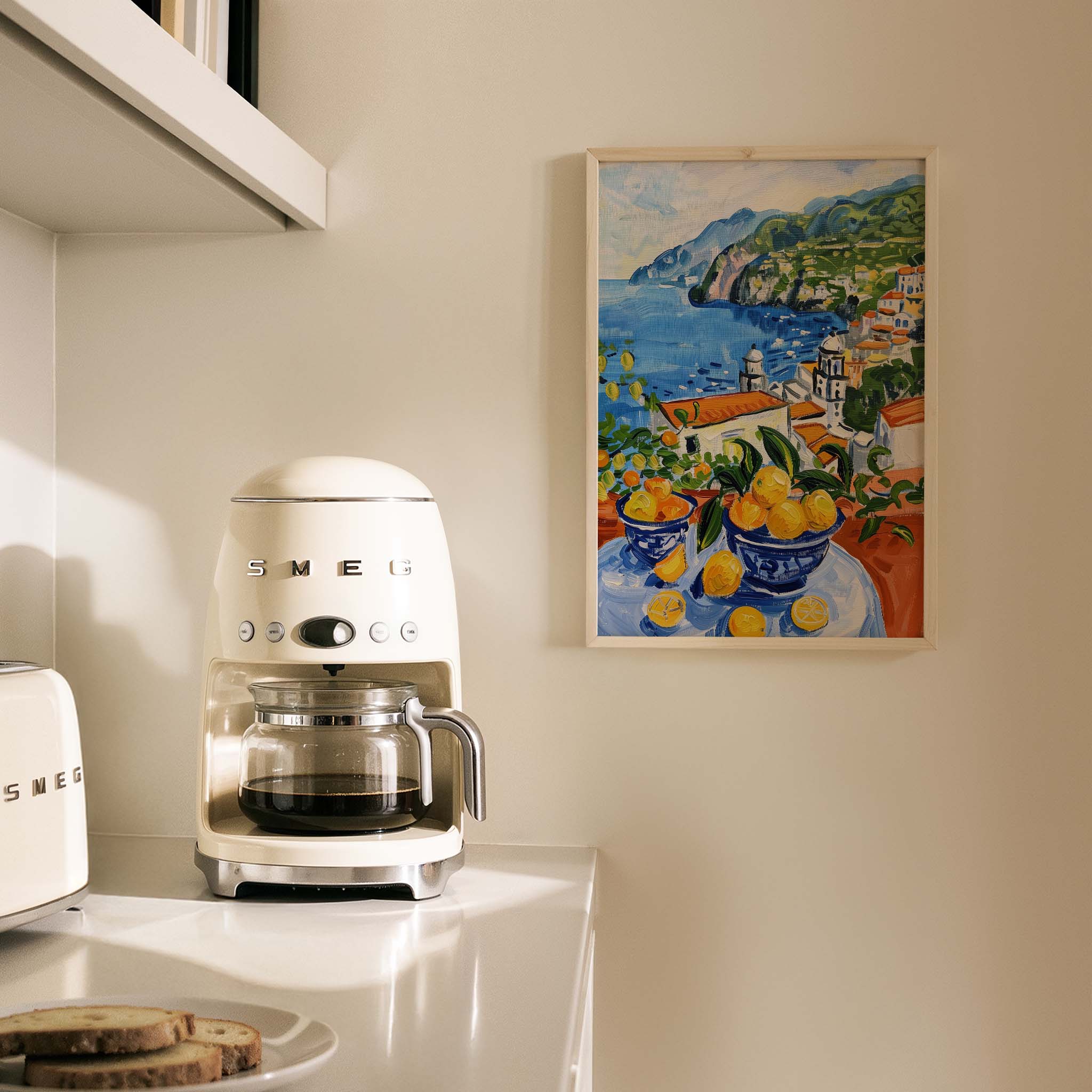 Amalfi Deniz Manzarası Limoncello İtalya Koleksiyonu Mutfak Duvar Tablosu