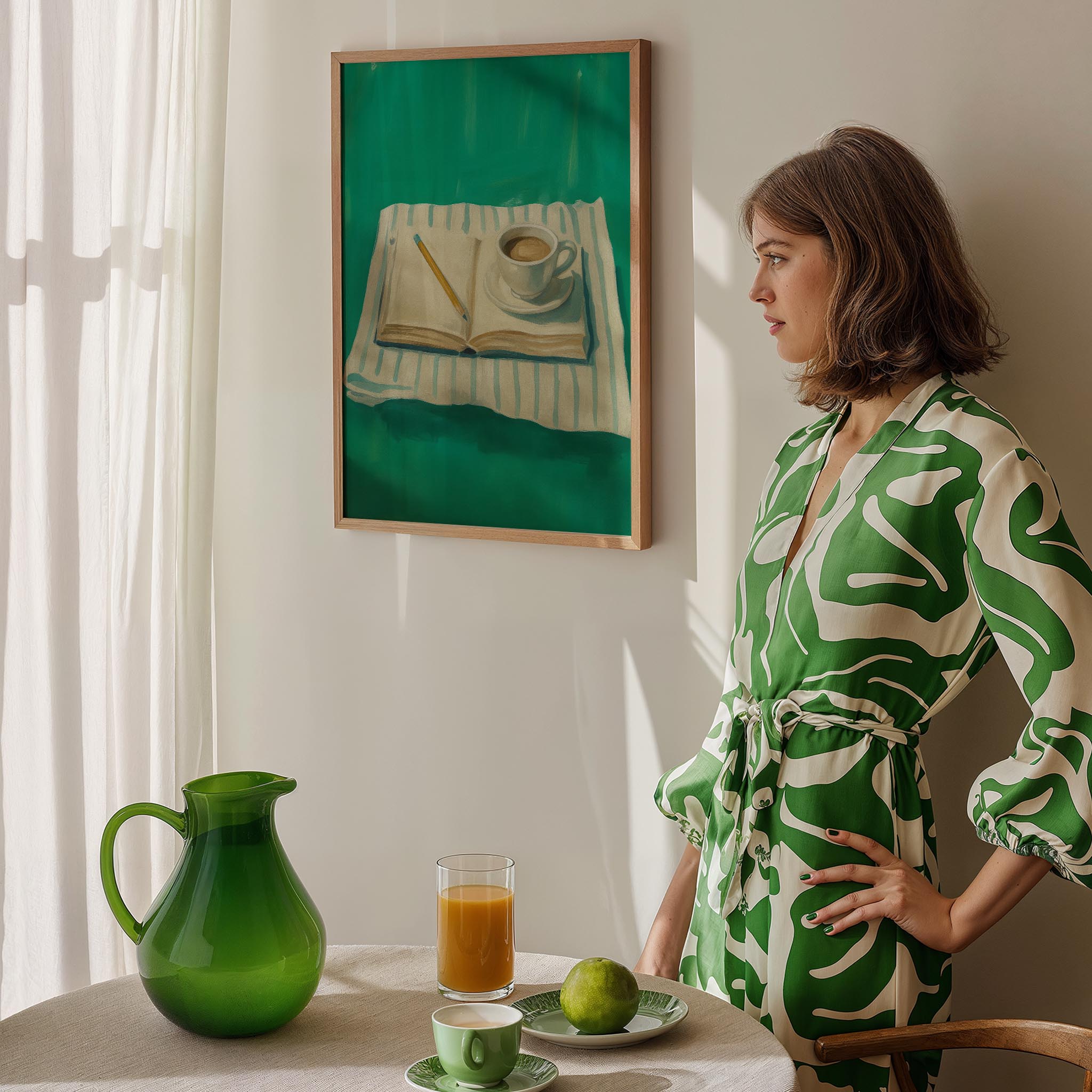 Kahve ve Kruvasan Zümrüt Mutfak Masası