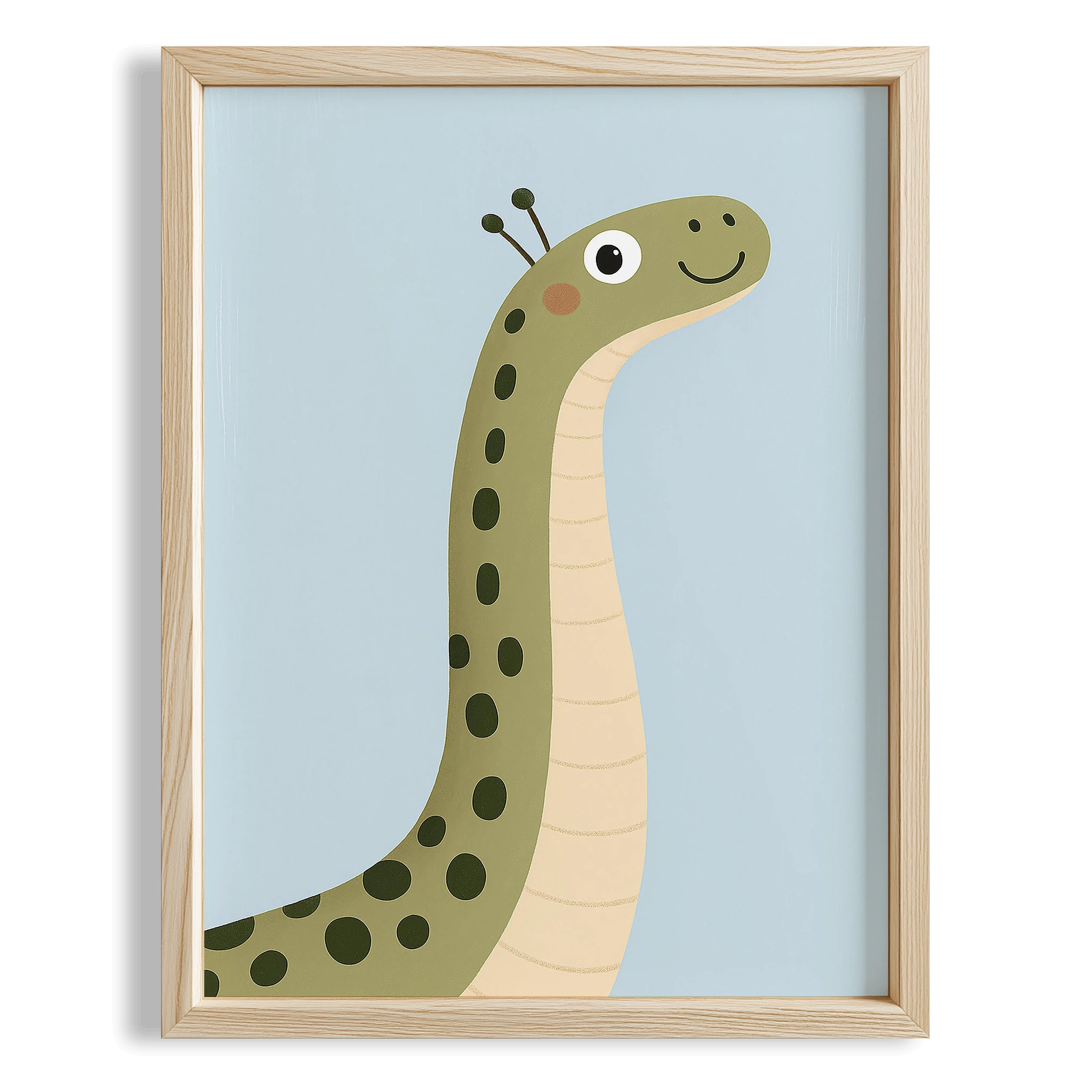 Sevimli Dinozor Mavi Fon Çocuk Odası Ahşap Tablo