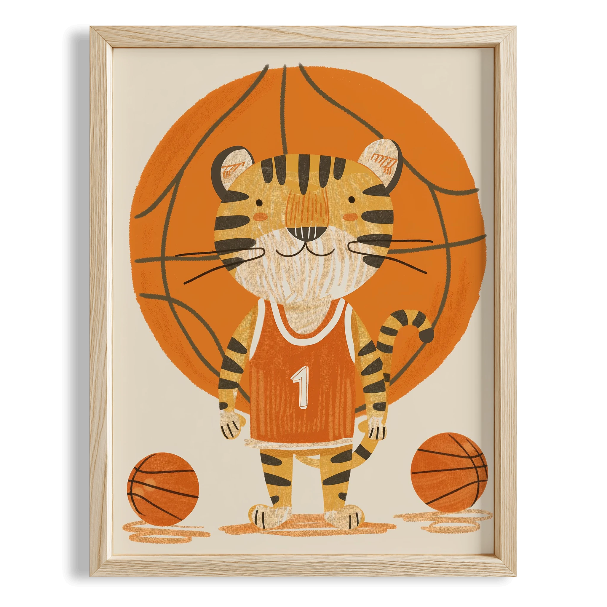 Basketbolcu Kaplan Erkek Çocuk Odası Ahşap Tablo I