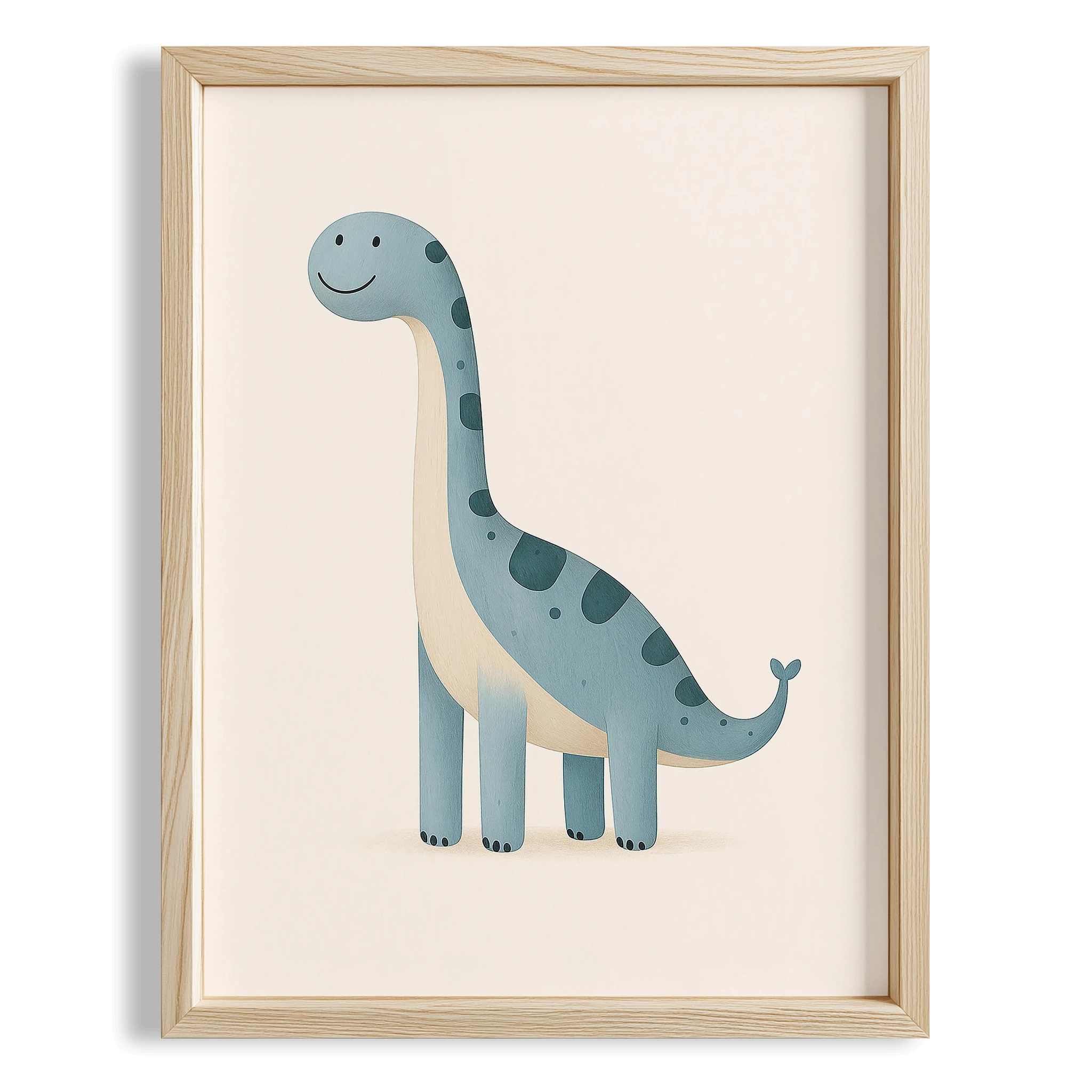 Sevimli Mavi Dinozor Minimalist Çocuk Odası Ahşap Tablo