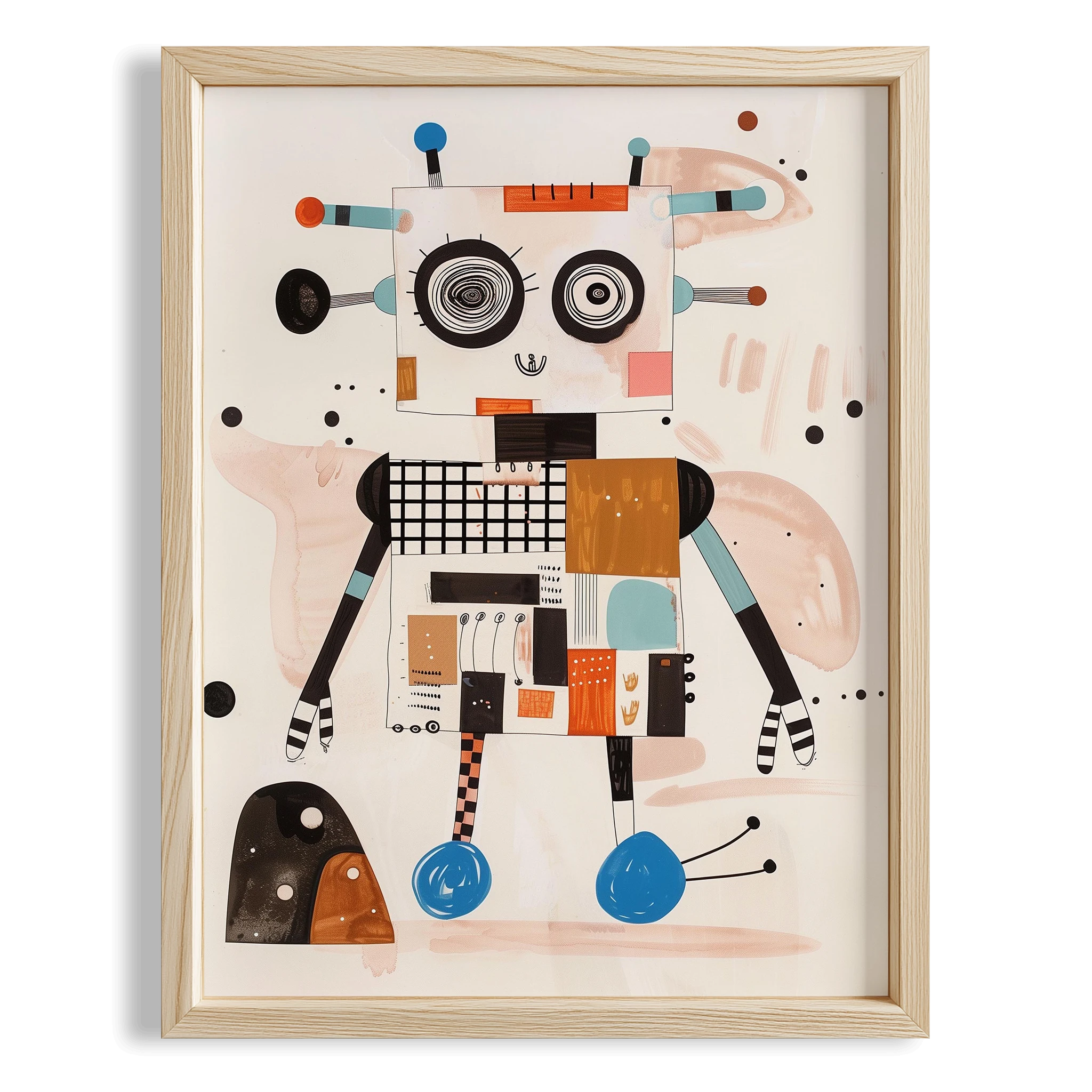 Android Robot İskandinav Tarzı Çocuk Odası Ahşap Tablo