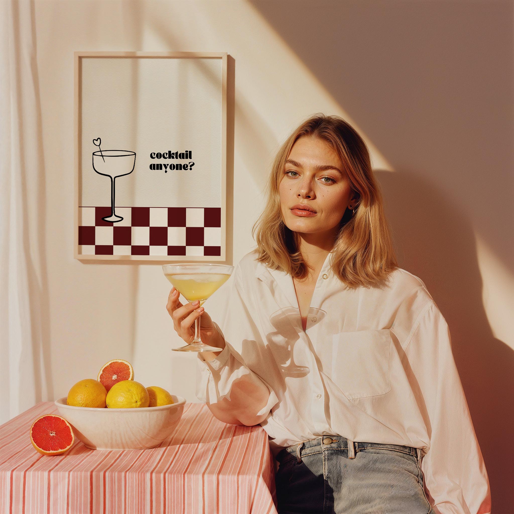 Kim Kokteyl İster? Tipografi Mutfak Duvar Tablosu