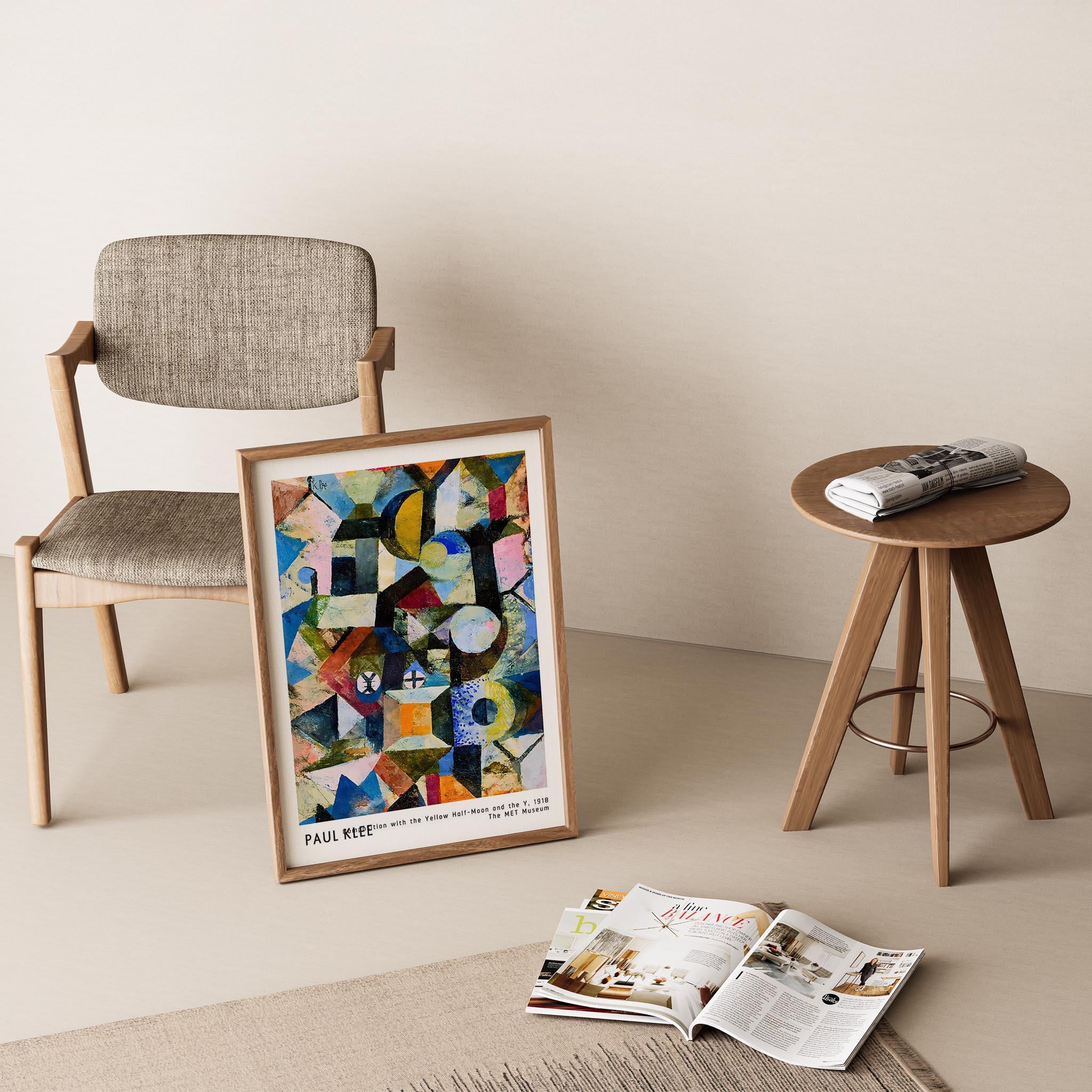 Paul Klee Sarı Yarım Ay-Y ile Kombinasyon 1918 Suluboya I Duvar Tablosu