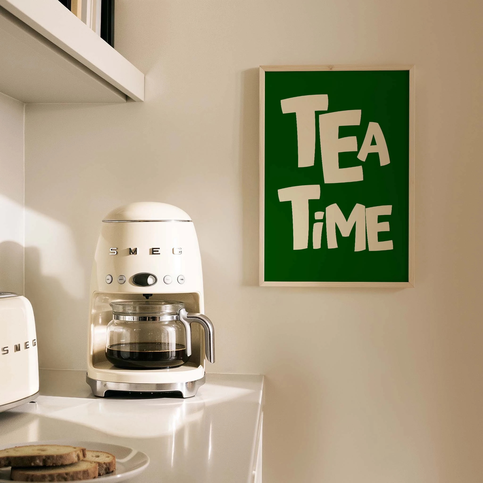 Çay Zamanı Tipografi Mutfak Duvar Tablosu