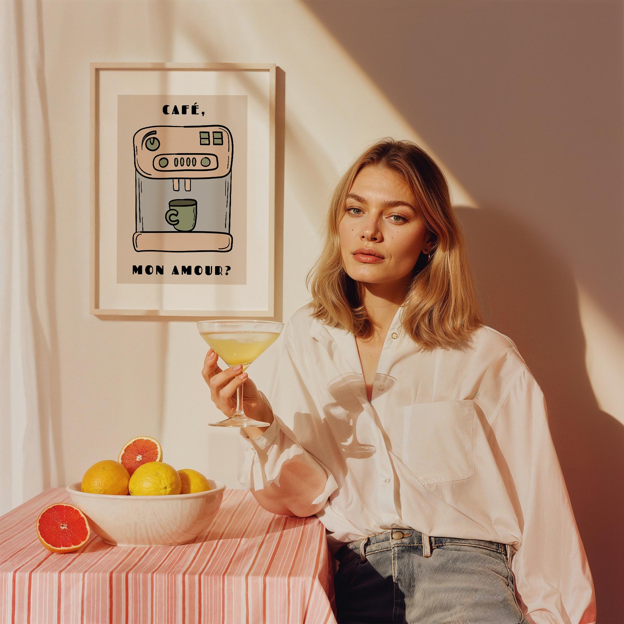Cafe Mon Amour Kahve Makinesi Mutfak Duvar Tablosu