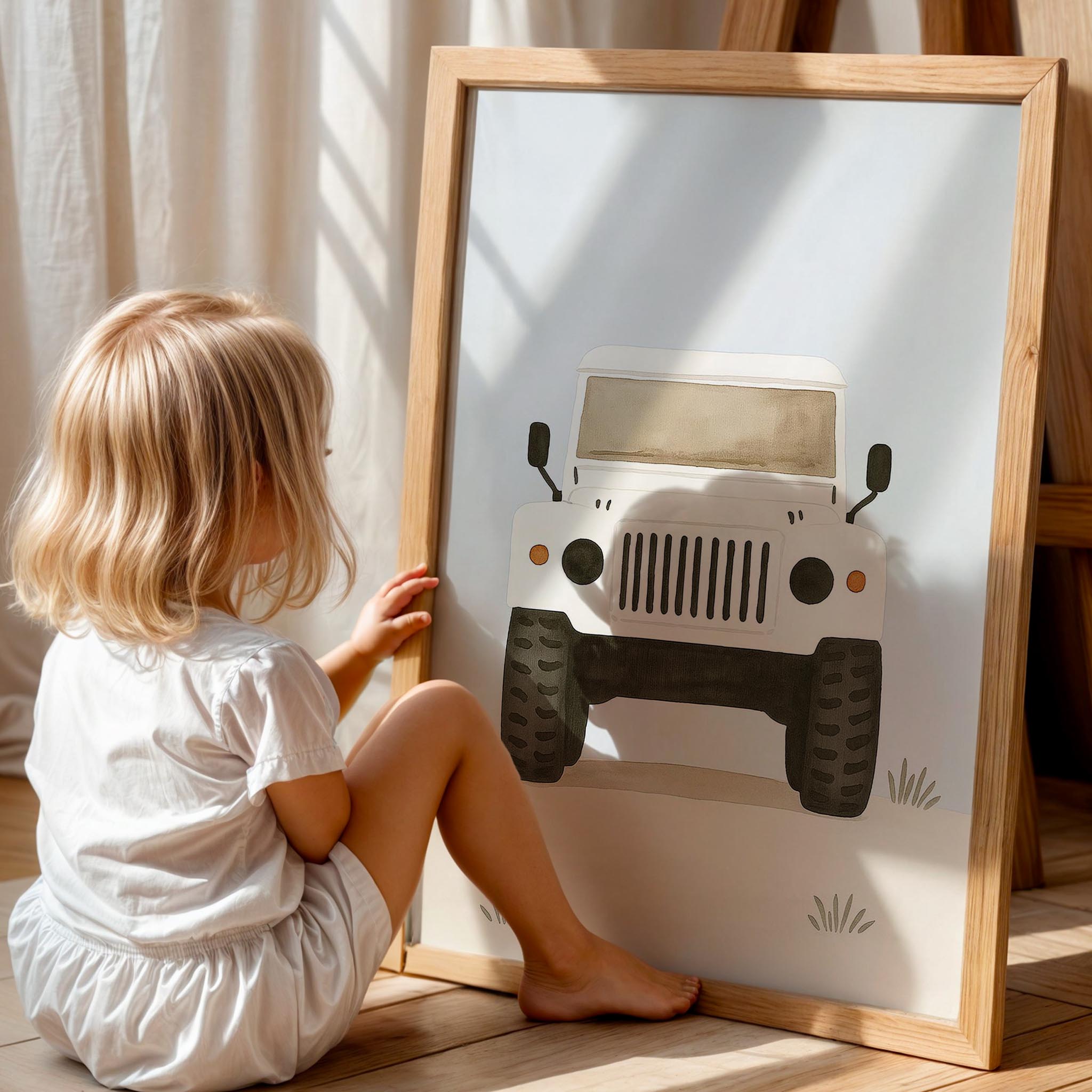 Jeep Araba Temalı Erkek Çocuk Odası Ahşap Tablo II