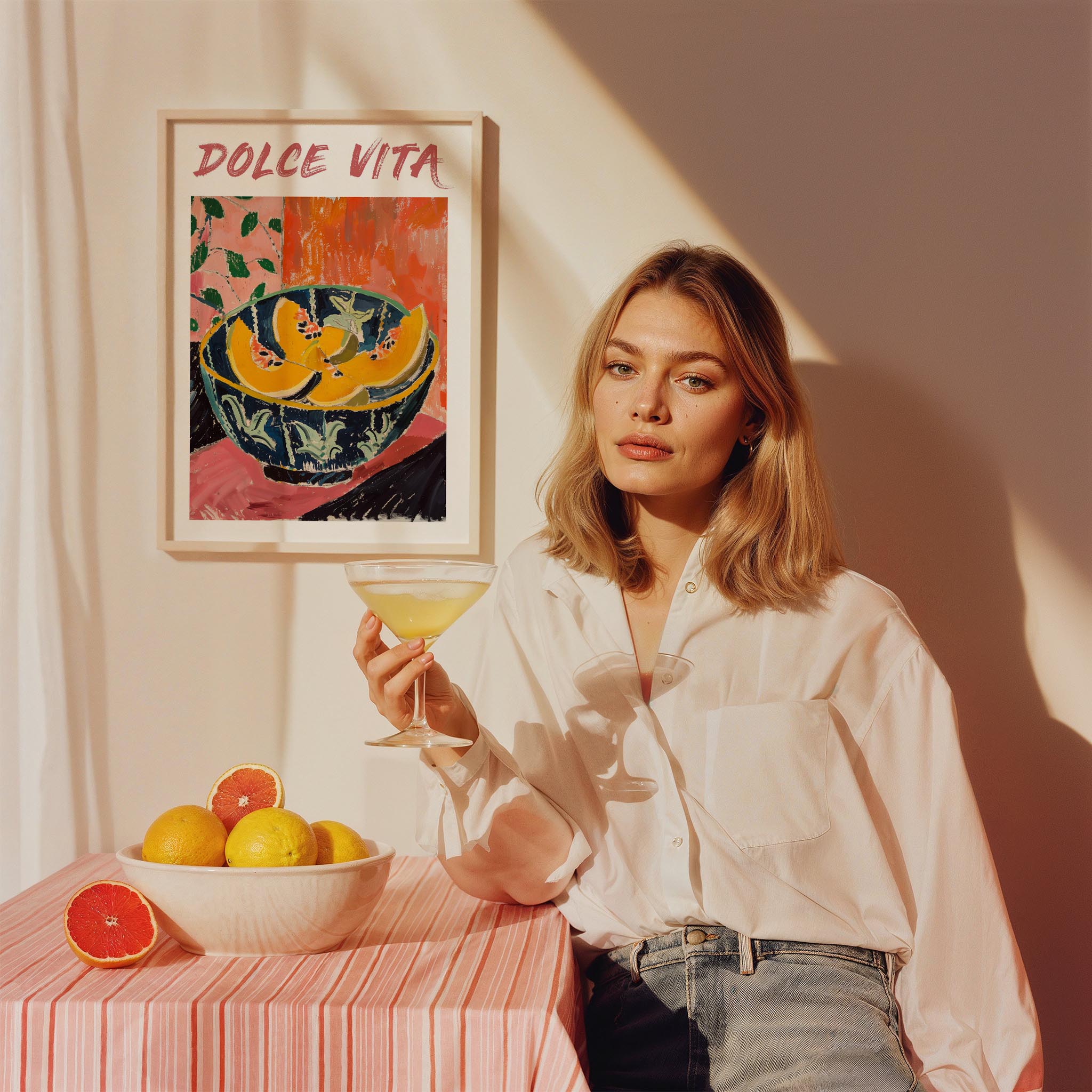 Dolce Vita Papaya Tipografi Akdeniz İtalya Koleksiyonu Mutfak Duvar Tablosu